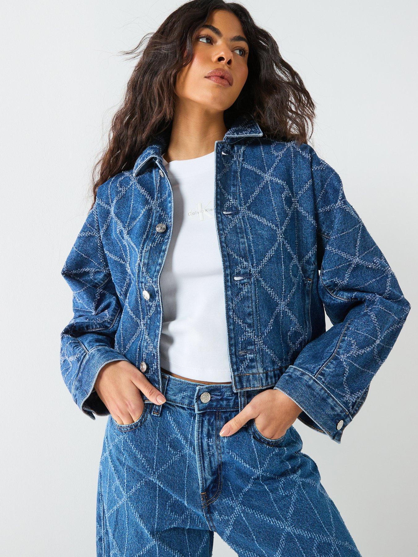 Calvin Klein Jeans Trucker Ck Print Denim Jacket - Blue
