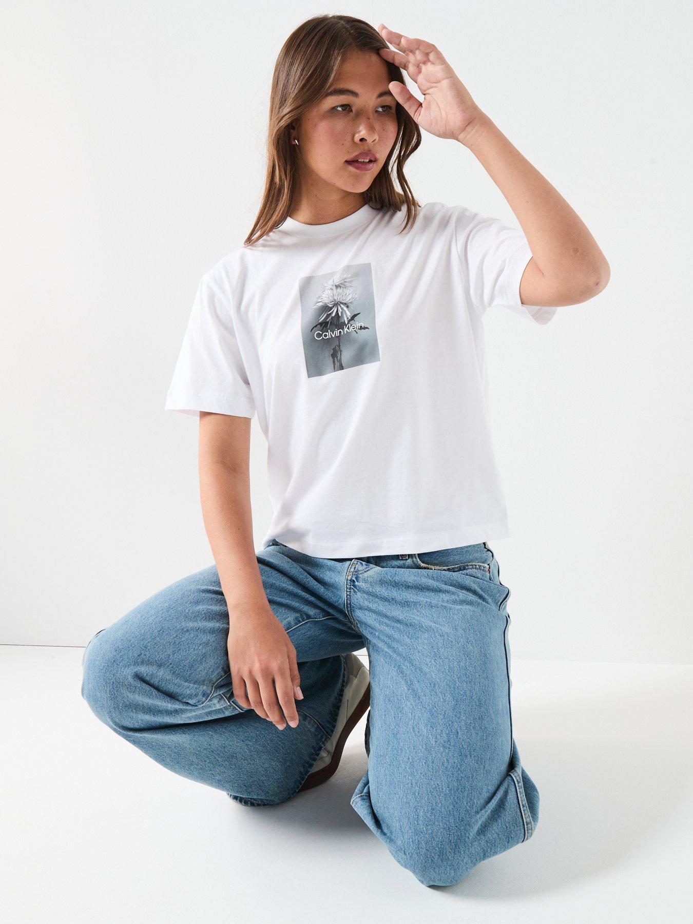 Calvin Klein Jeans Flower Image T-Shirt - White