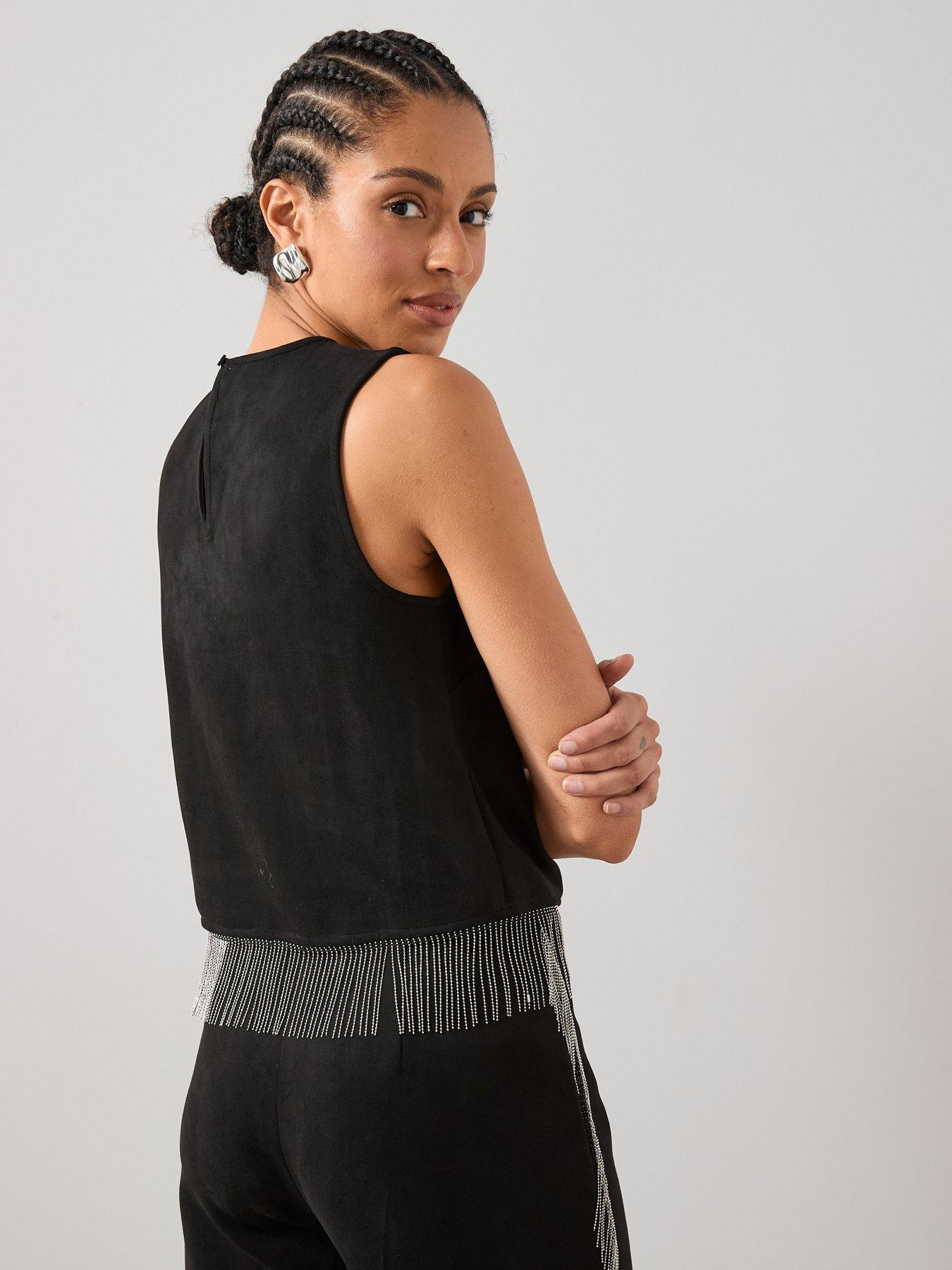 the-very-collection-suede-fringe-co-ord-top-blackstillFront
