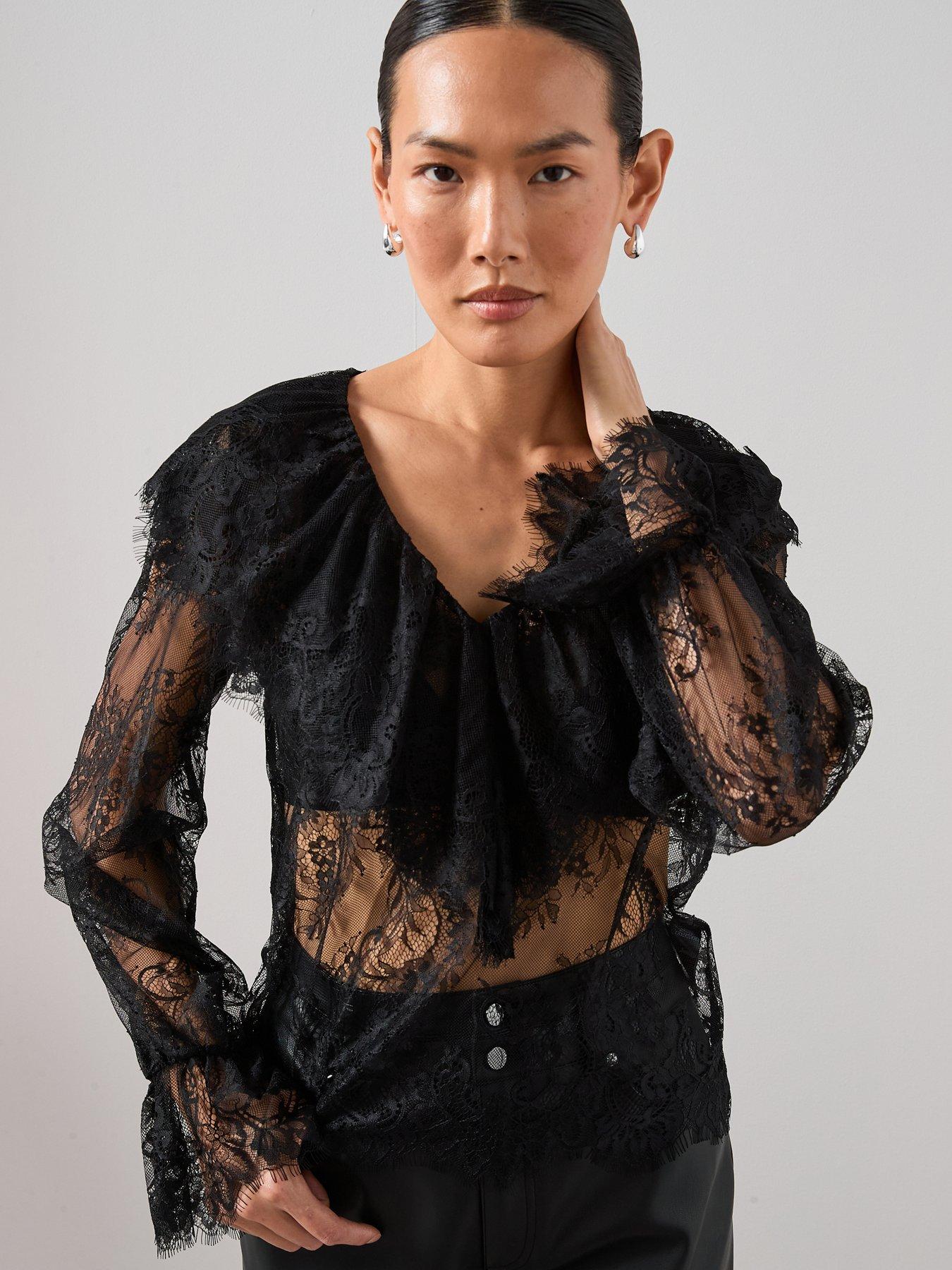 the-very-collection-ruffle-lace-blouse-blackfront