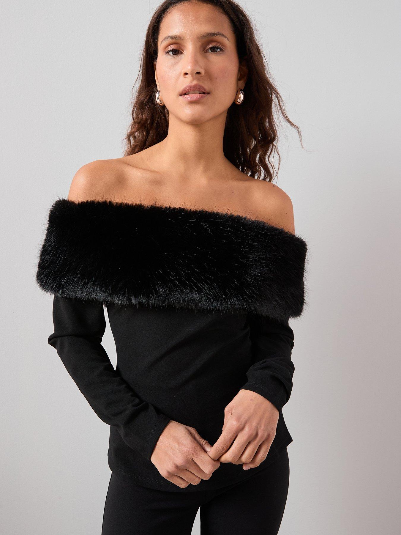 the-very-collection-faux-fur-bandeau-top-black