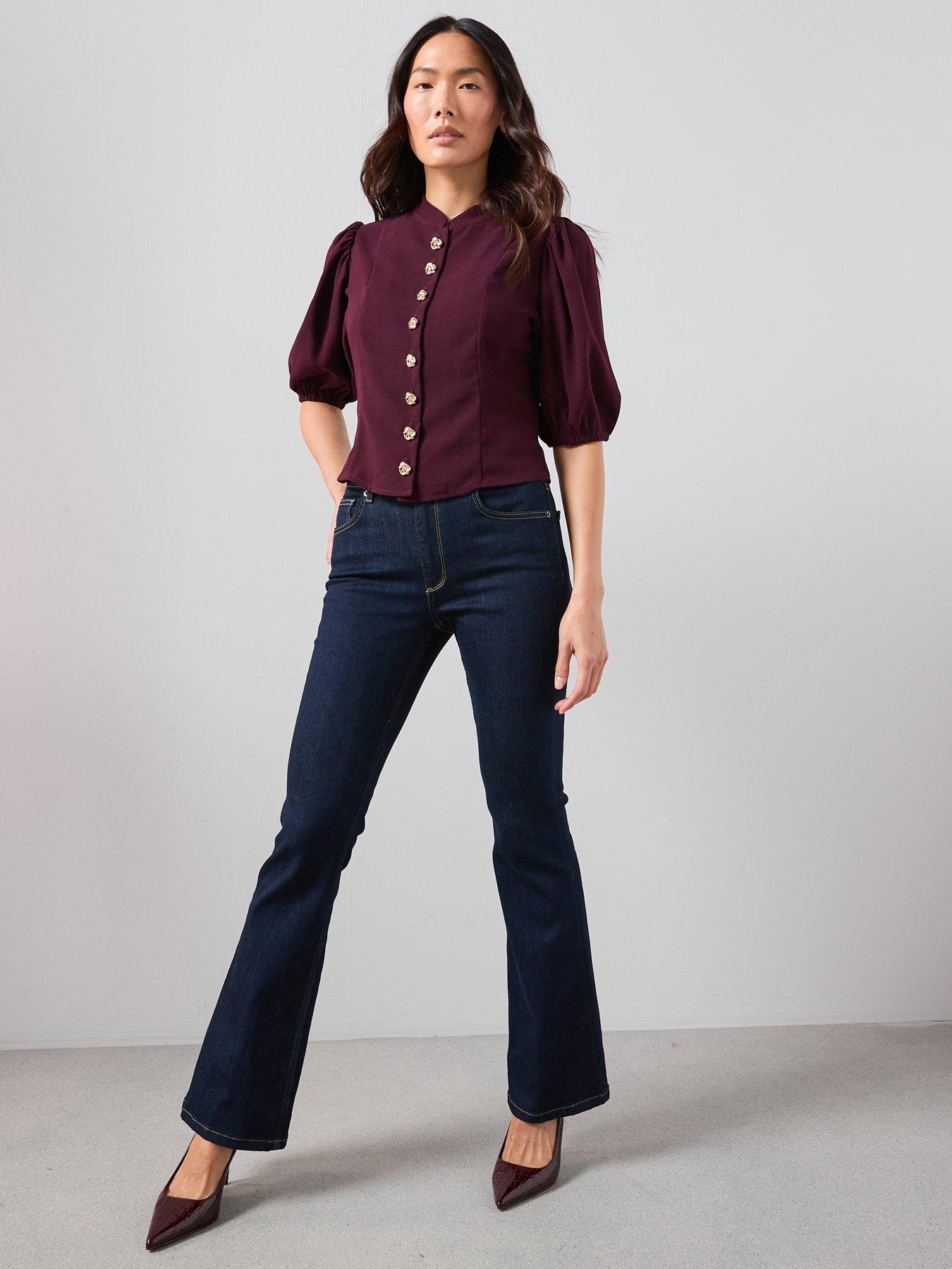 the-very-collection-puff-sleeve-button-through-blouse-burgundyback