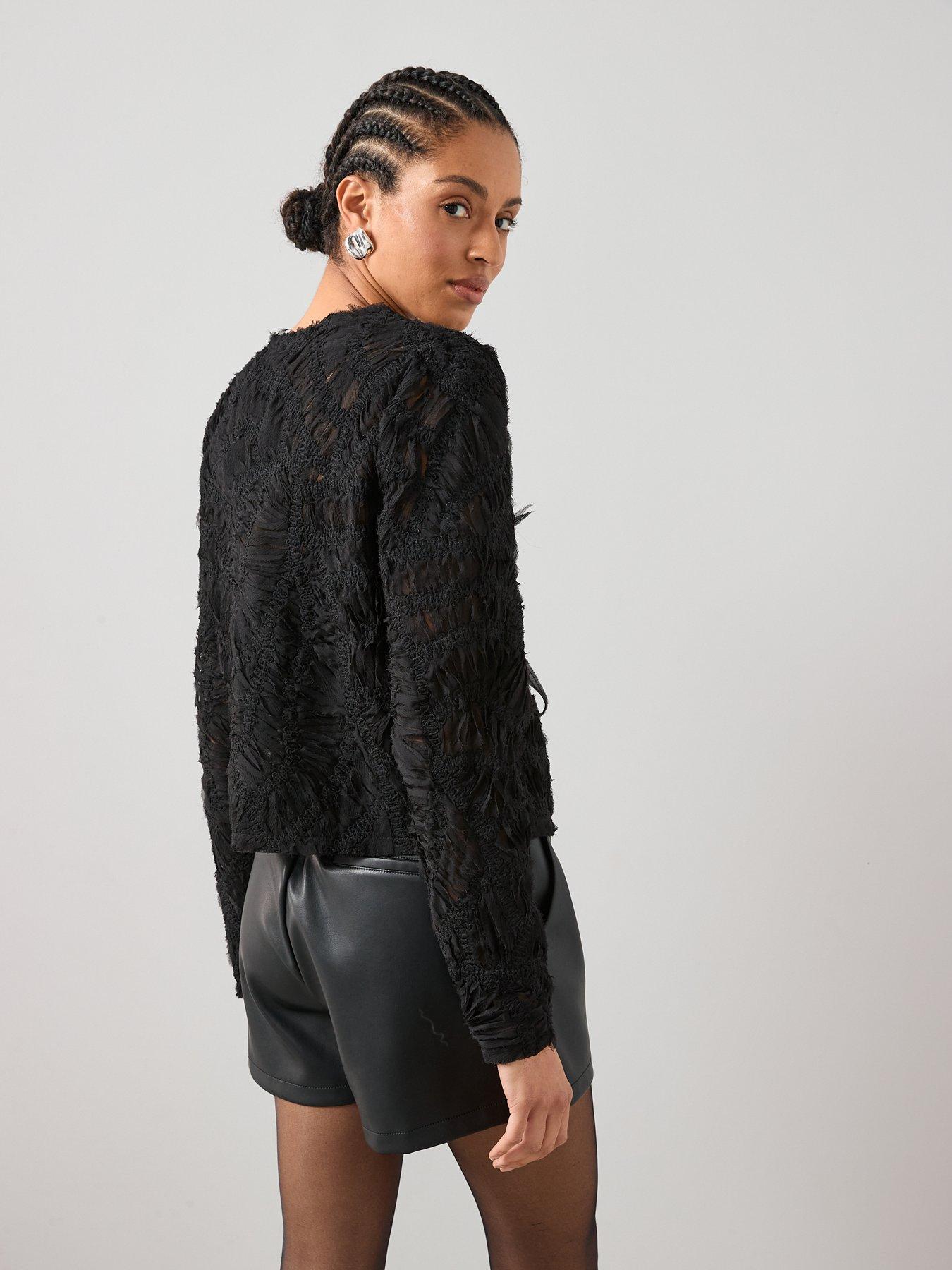 the-very-collection-embroidery-3d-effect-tie-blouse-blackstillFront