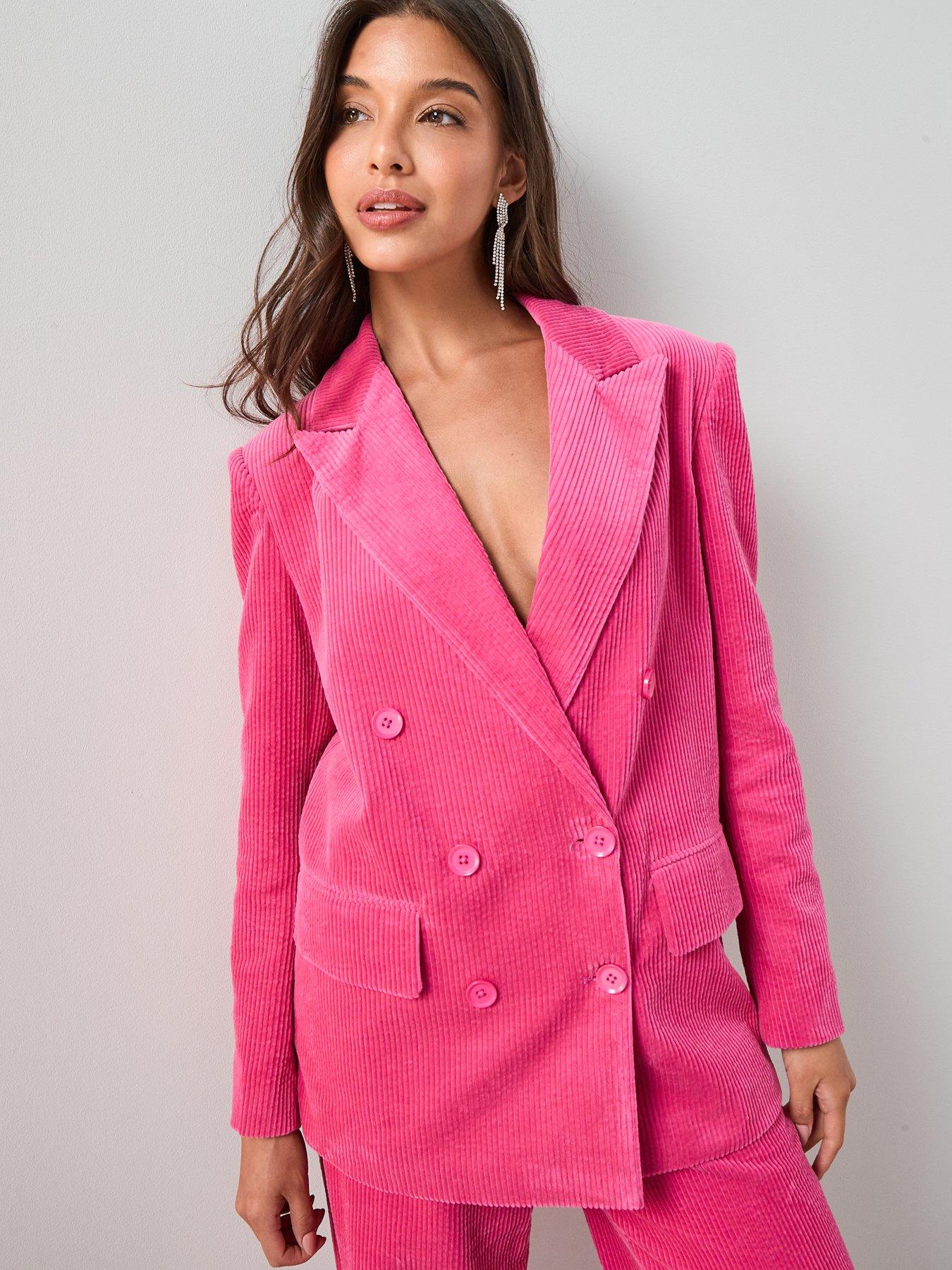 Image 3 of 5 of The Very Collection Cord Double Breasted Blazer - Pink