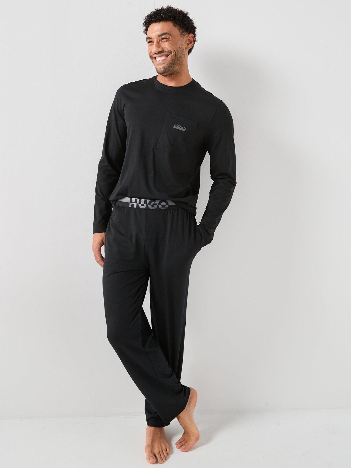 HUGO Hugo Nocto Long Split Logo Relaxed Fit Pyjama Gift Set - Black