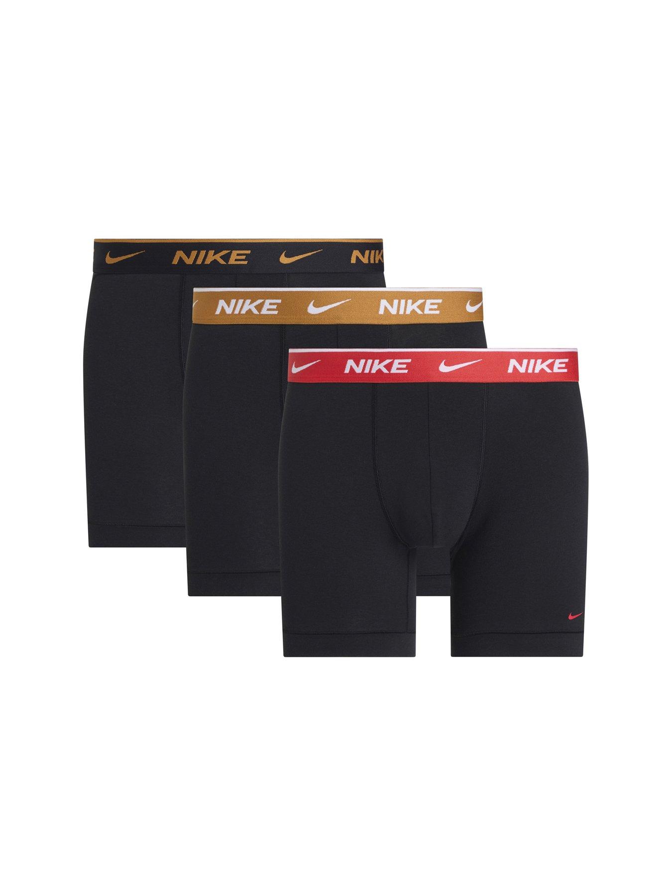 Image 1 of 1 of Nike Everyday Cotton Stretch 3 Pack Boxer Briefs - Black