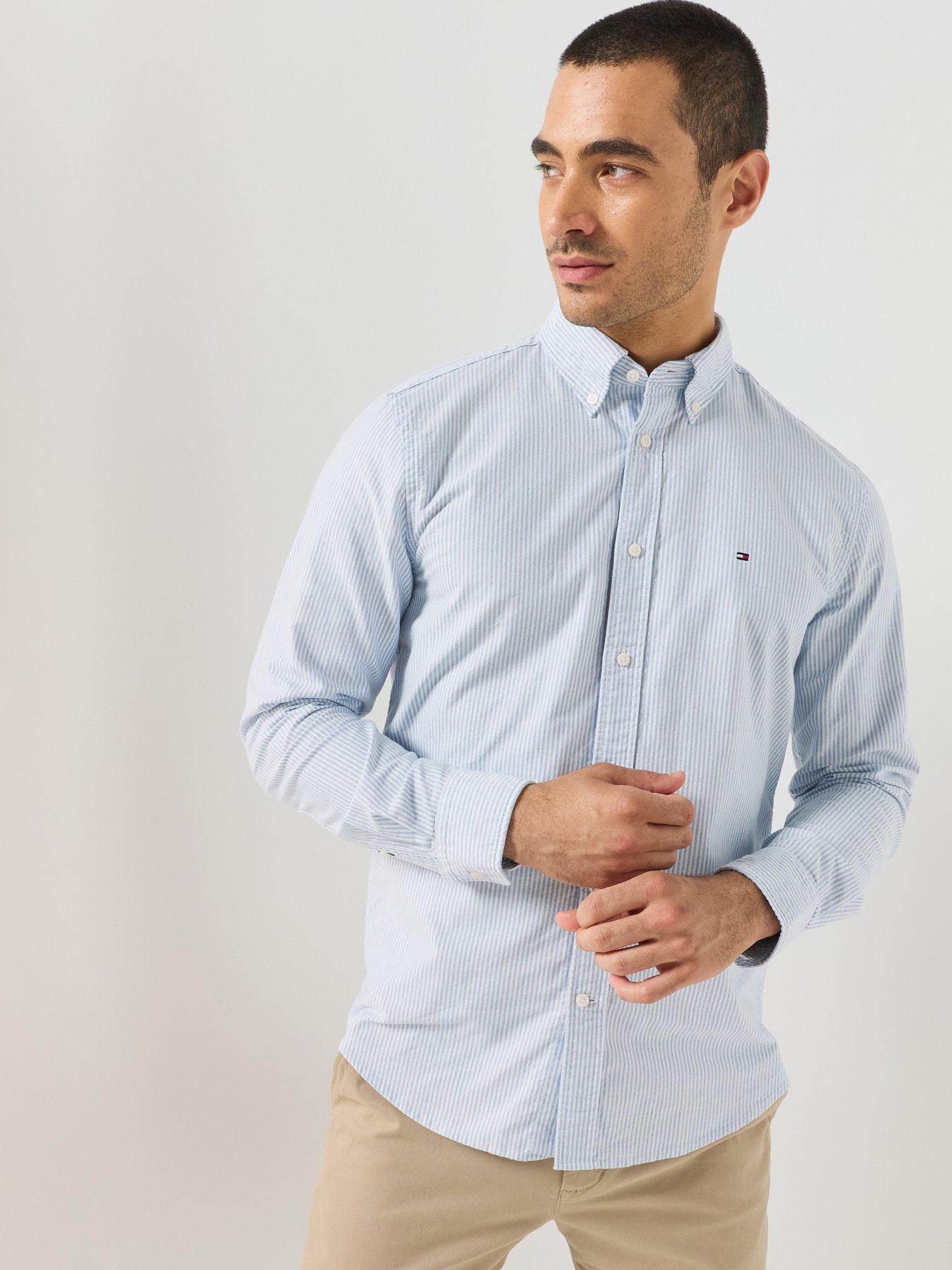 Tommy Hilfiger Long Sleeve Regular Fit Stripe Oxford Shirt - Light Blue
