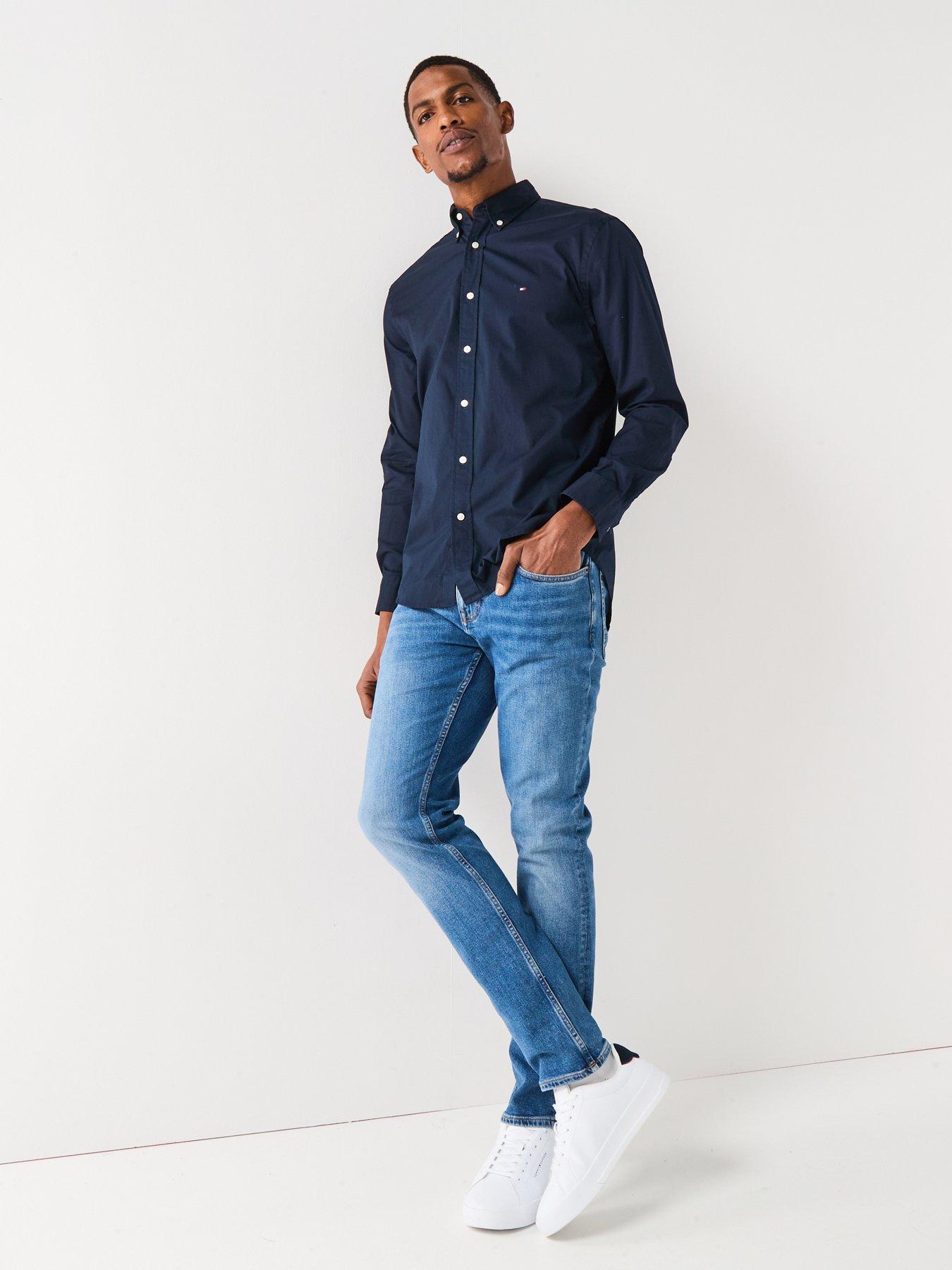 tommy-hilfiger-flex-poplin-solid-regular-fit-long-sleeve-shirt-navyback