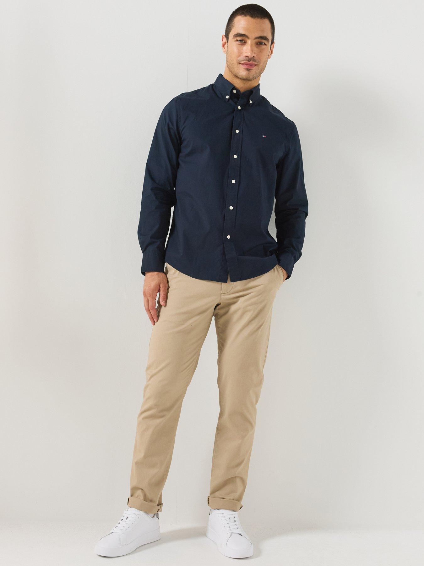 Image 3 of 4 of Tommy Hilfiger Flex Poplin Solid Regular Fit Long Sleeve Shirt - Brown