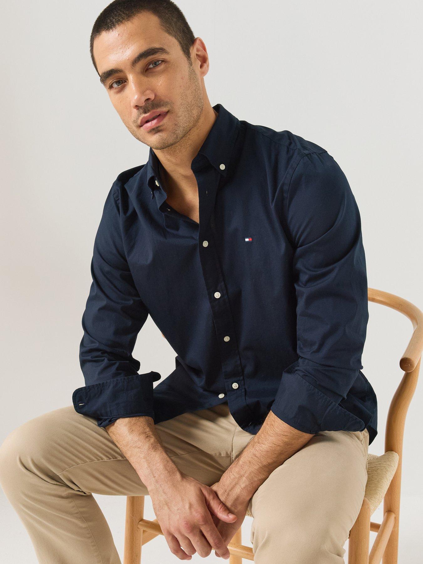Image 4 of 4 of Tommy Hilfiger Flex Poplin Solid Regular Fit Long Sleeve Shirt - Brown