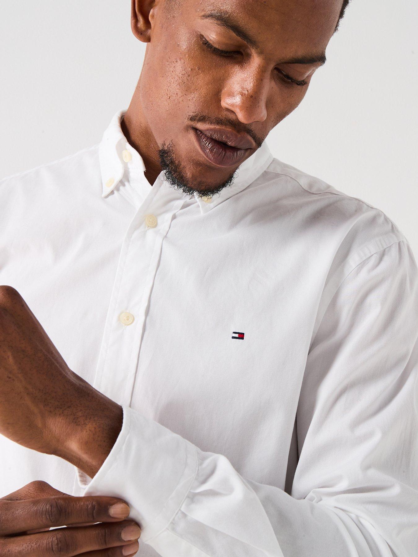 Image 5 of 6 of Tommy Hilfiger Flex Poplin Solid Regular Fit Long Sleeve Shirt - Brown