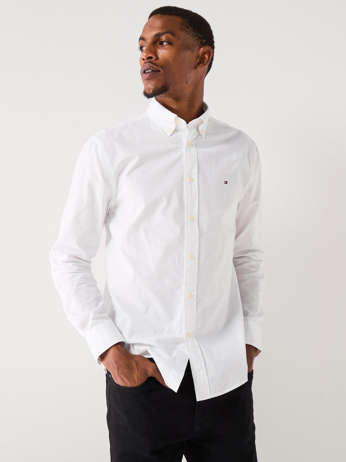 Image 6 of 6 of Tommy Hilfiger Flex Poplin Solid Regular Fit Long Sleeve Shirt - Brown