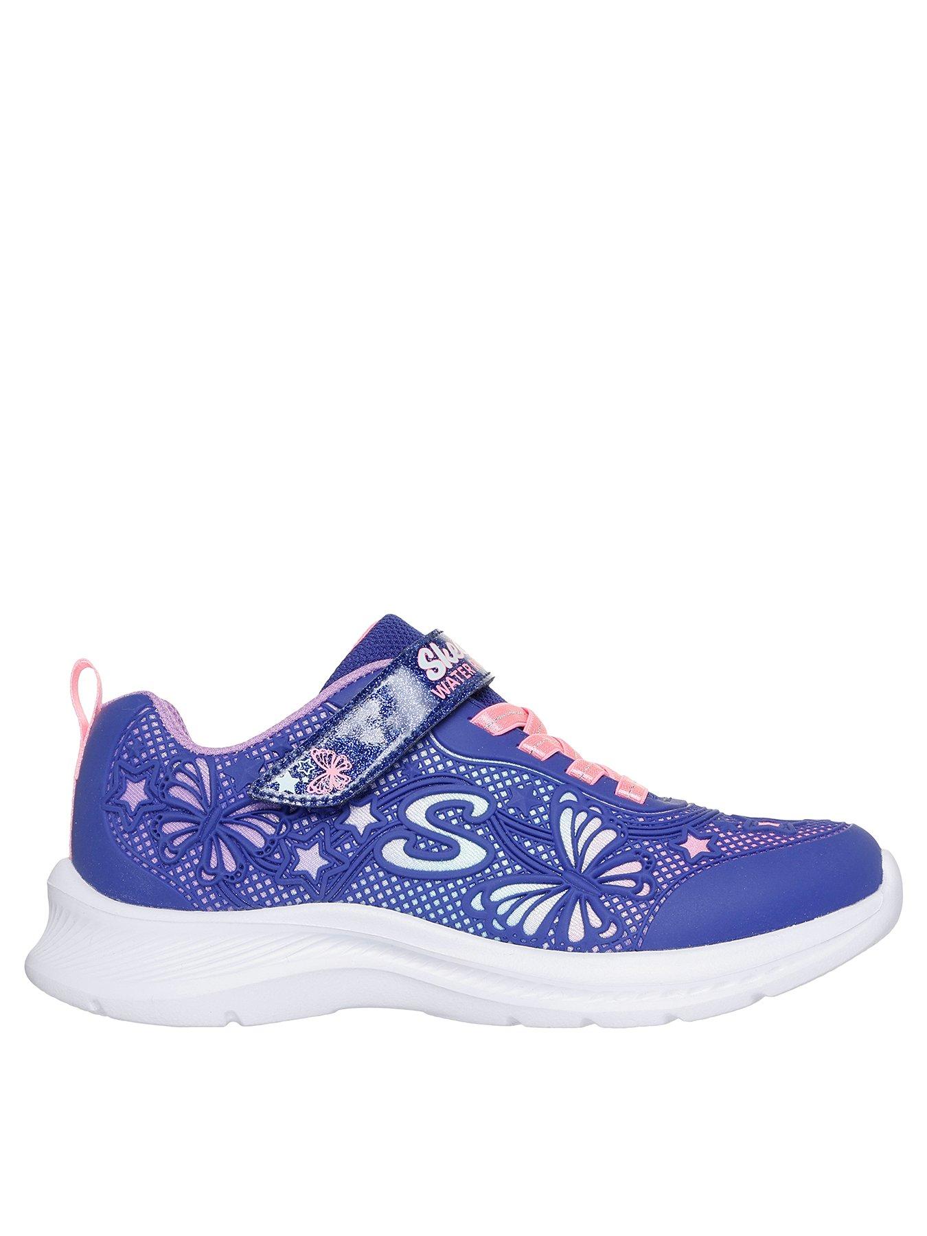 skechers-flower-theme-water-repellent-sneaker-with-gore-and-strap-navy