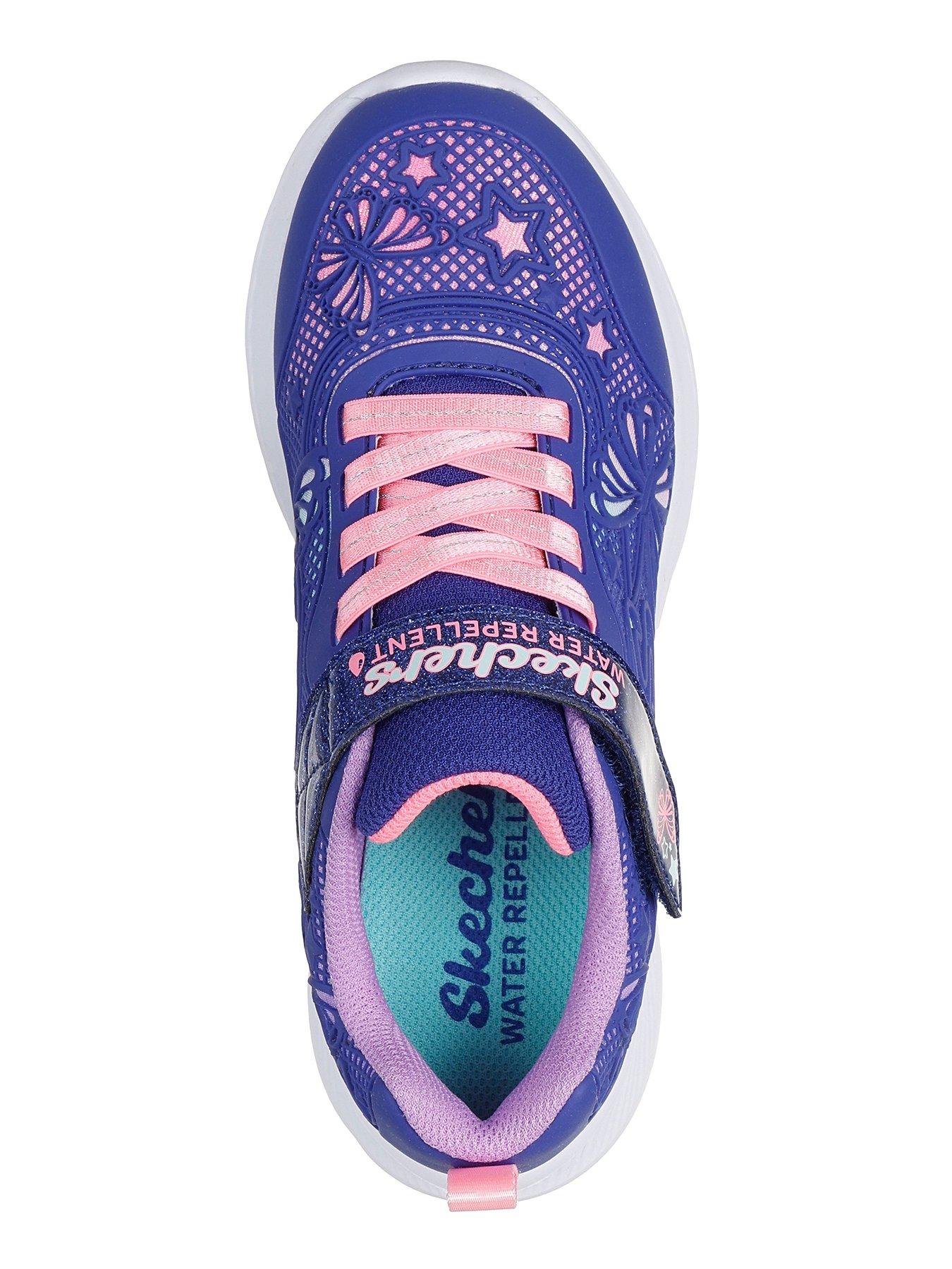 skechers-flower-theme-water-repellent-sneaker-with-gore-and-strap-navyoutfit