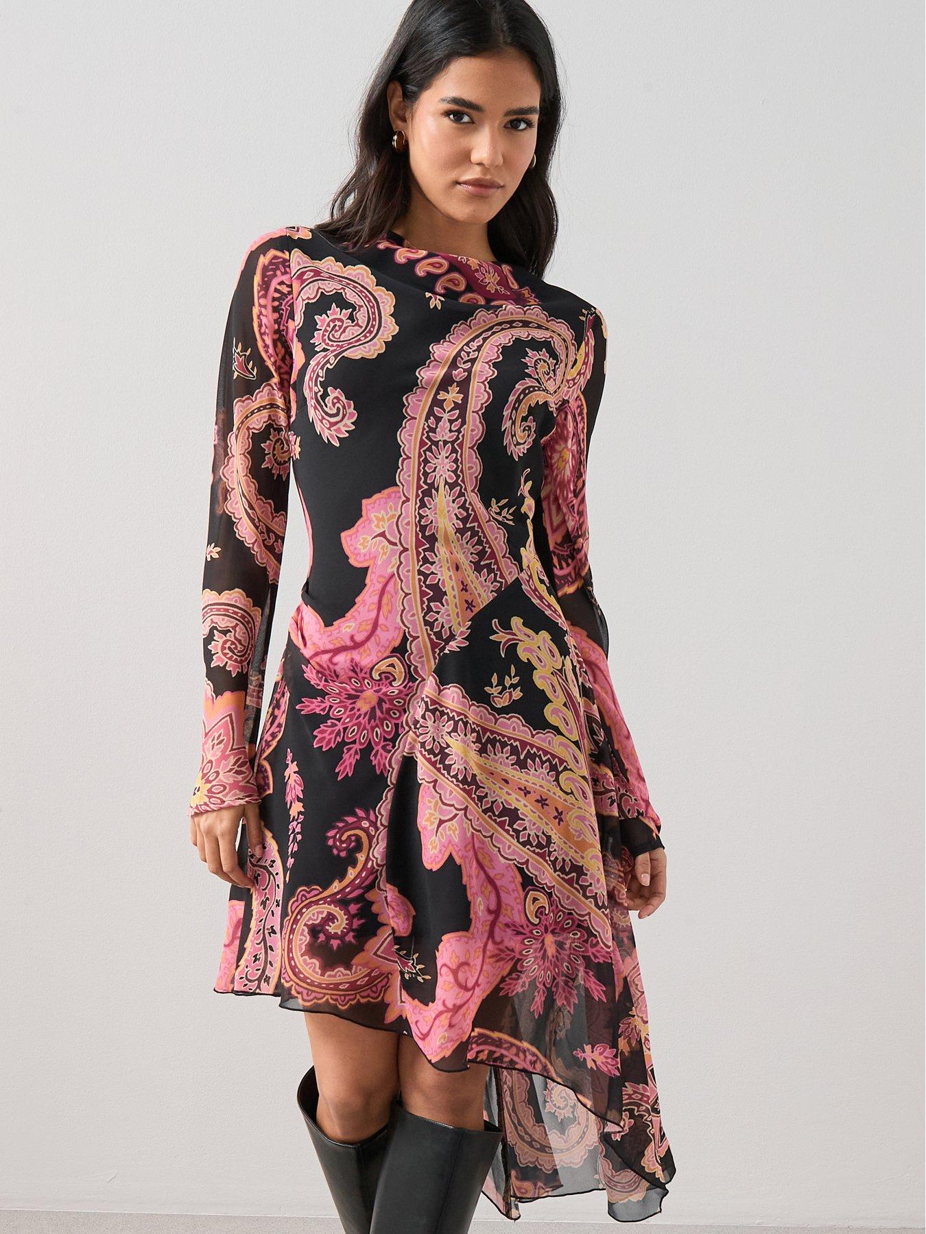 The Very Collection Paisley Printed Asymmetric Hem Midi Dress - Print