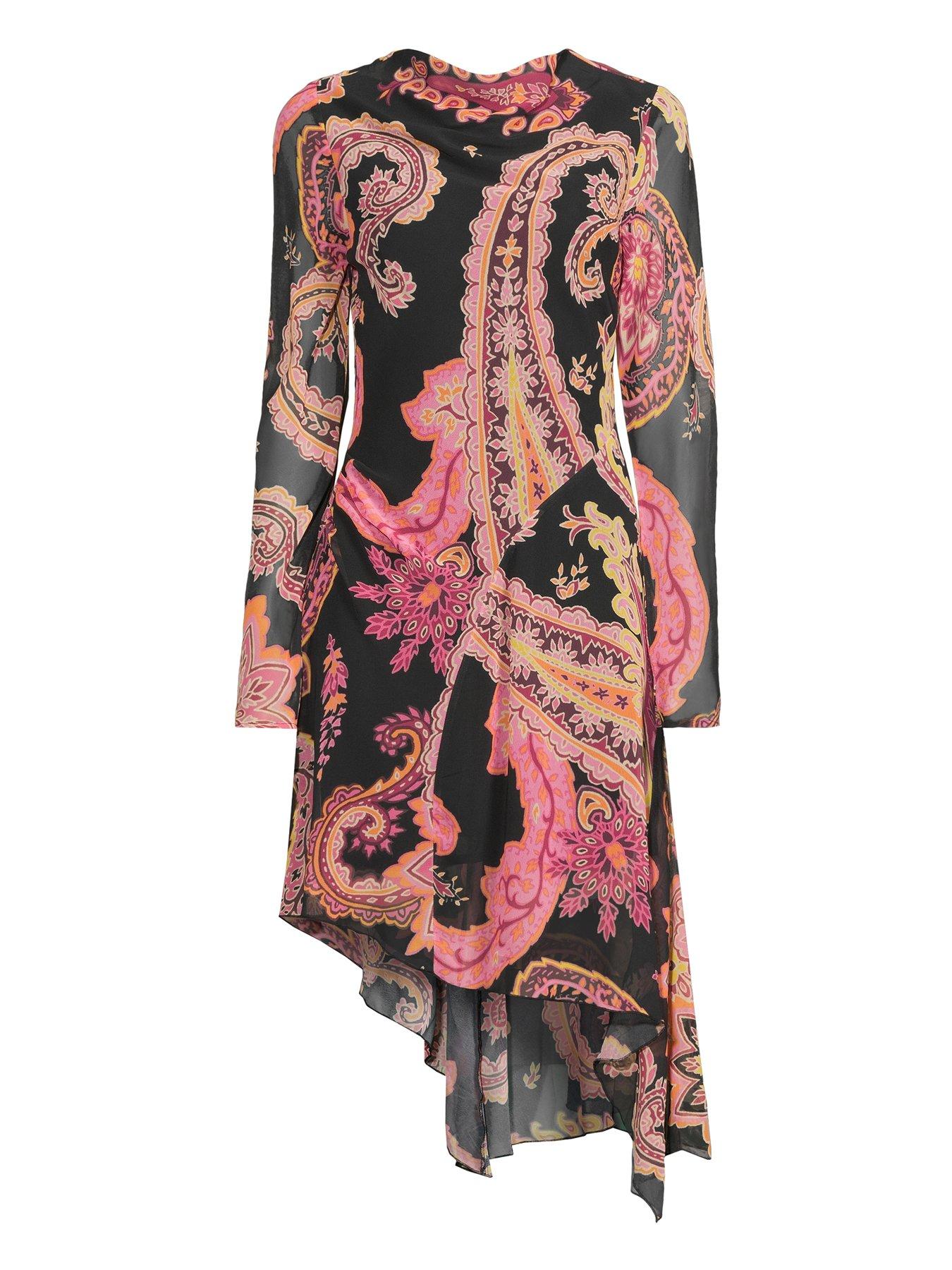 The Very Collection Paisley Printed Asymmetric Hem Midi Dress - Print |  Very Ireland