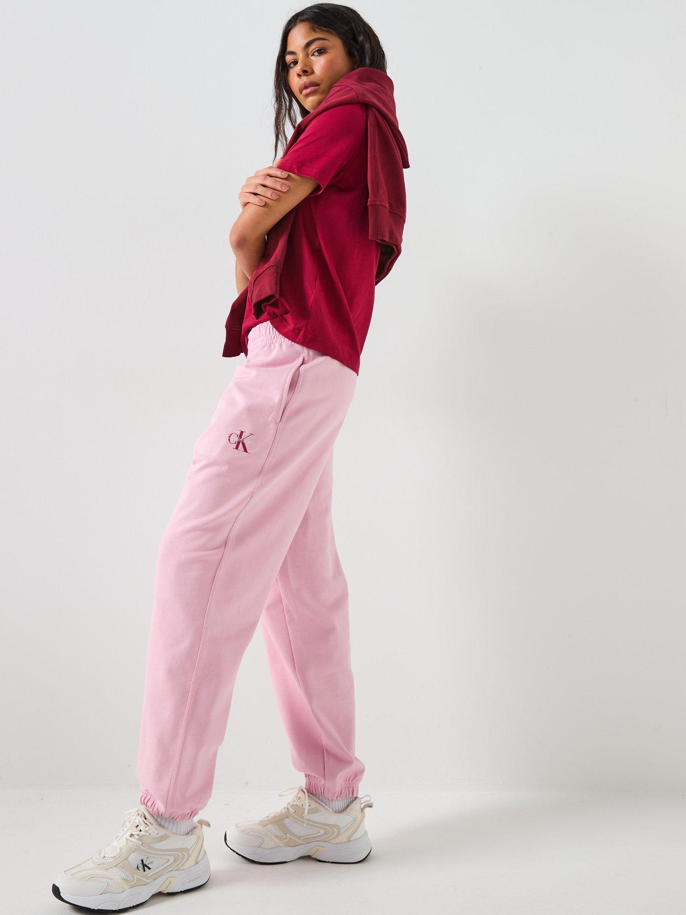 Image 3 of 6 of Calvin Klein Jeans Monologo Cuffed Joggers - Pink