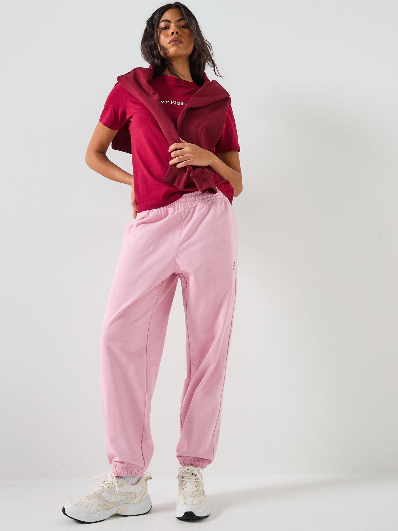 Image 4 of 6 of Calvin Klein Jeans Monologo Cuffed Joggers - Pink
