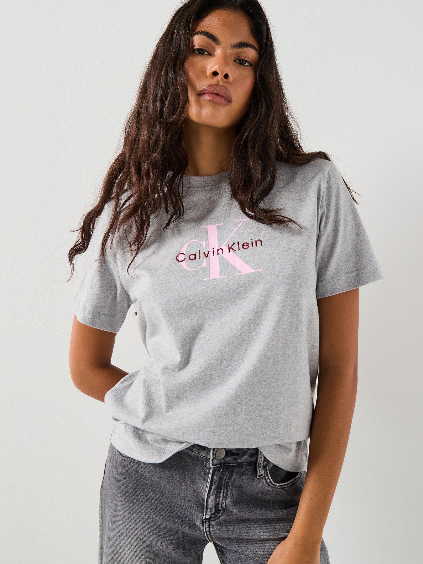 Calvin Klein Jeans Monologo Crew Neck T-Shirt - Grey