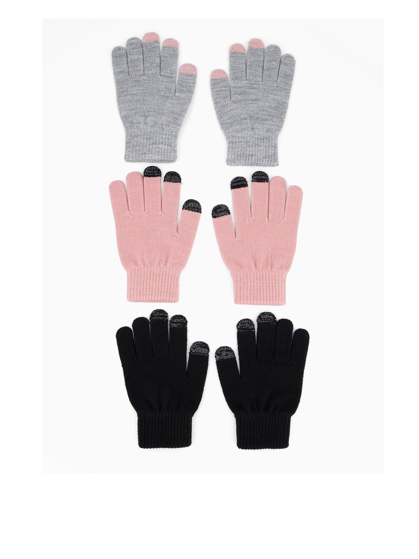 Image 1 of 2 of The Very Collection 3 Pack Girls Lurex Magic Gloves - Pink