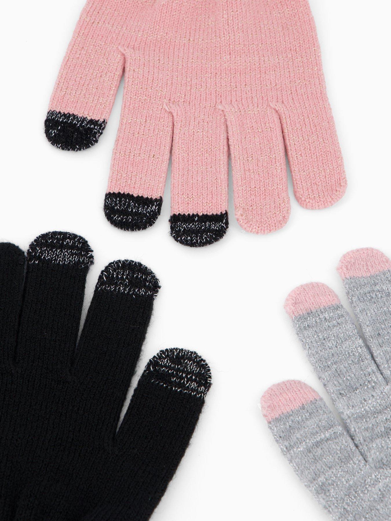Image 2 of 2 of The Very Collection 3 Pack Girls Lurex Magic Gloves - Pink