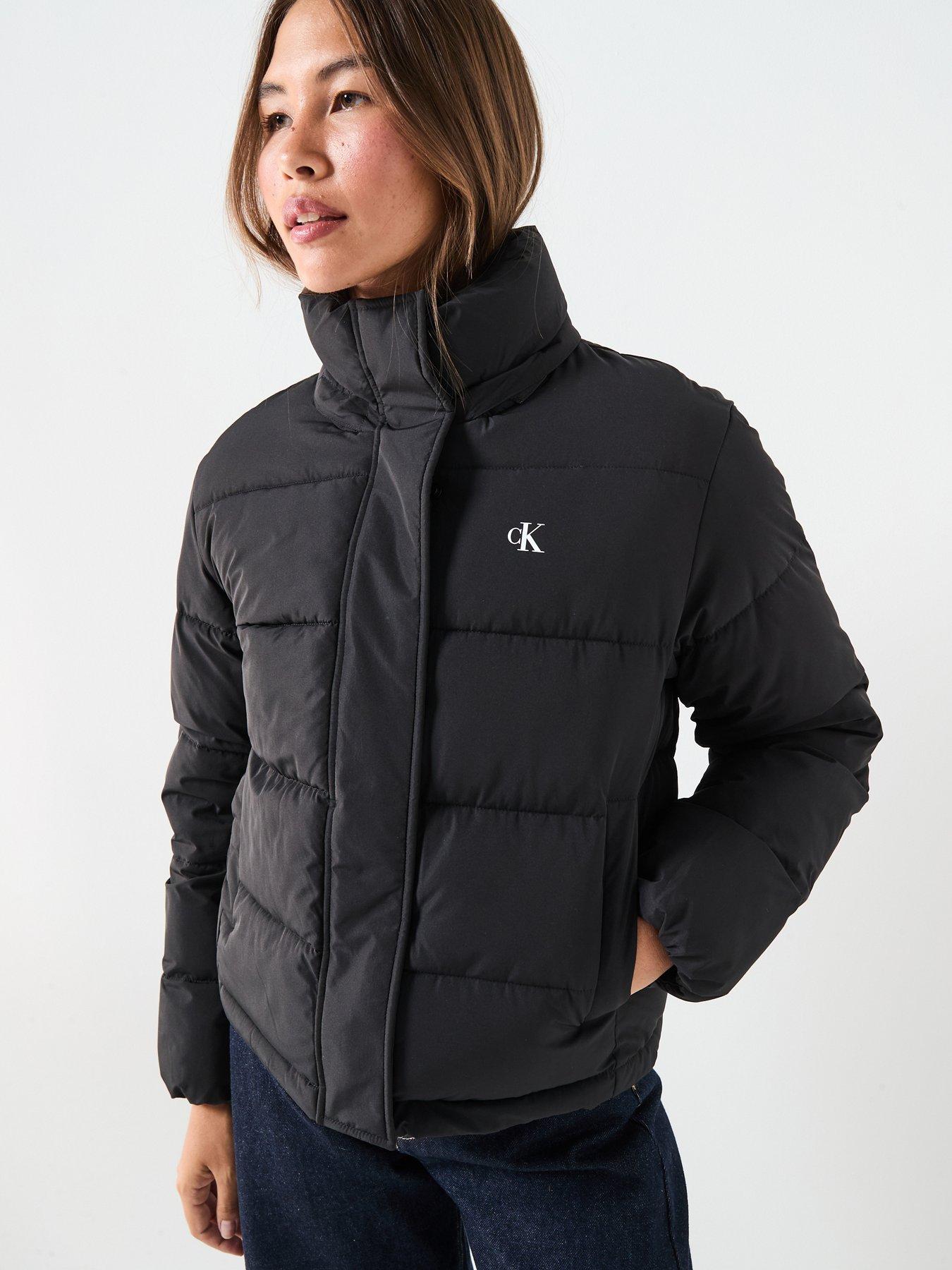 Calvin Klein Jeans Hooded Monologo Puffer Coat - Black