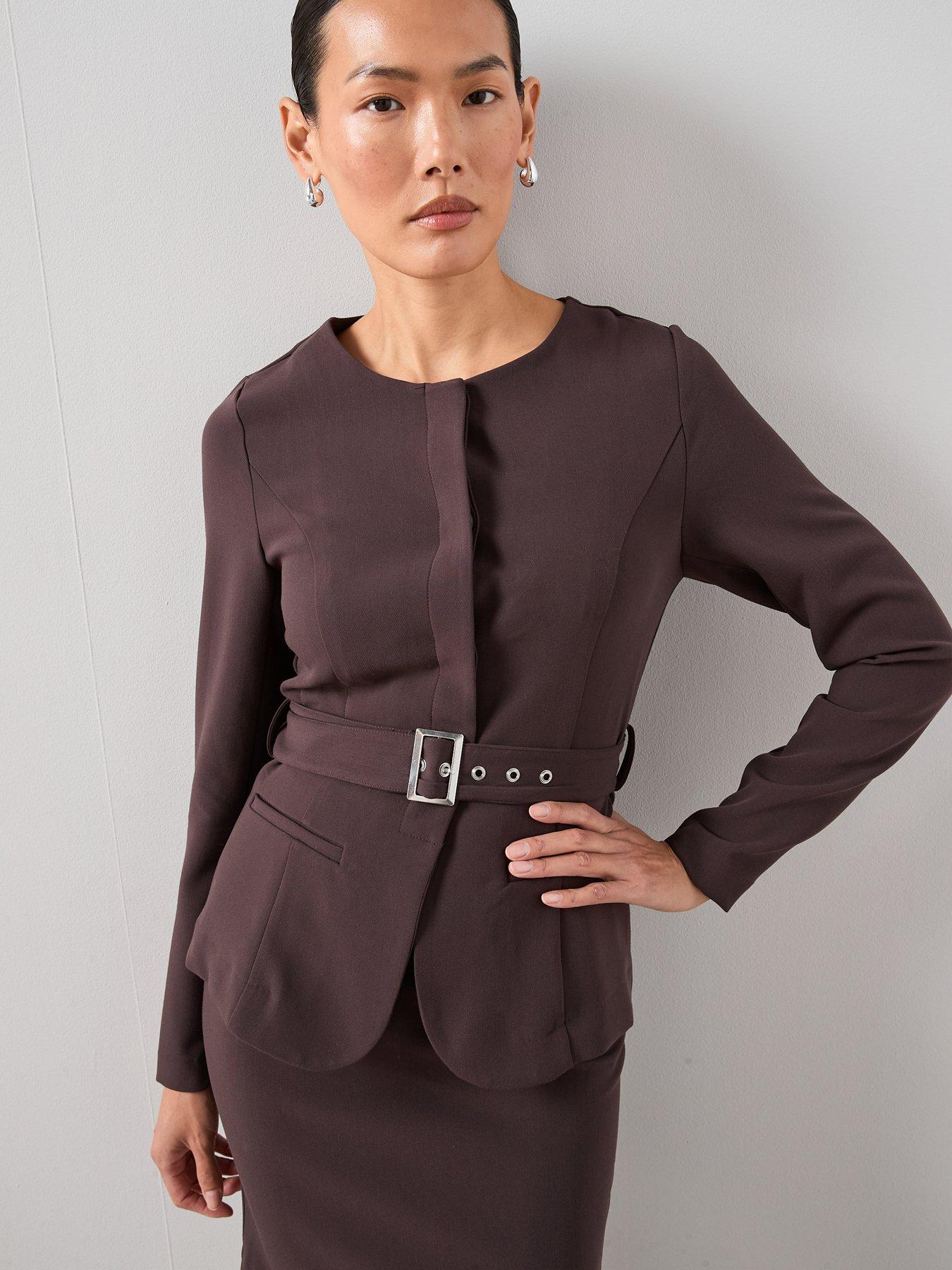 the-very-collection-tailored-belted-mini-dress-brownoutfit