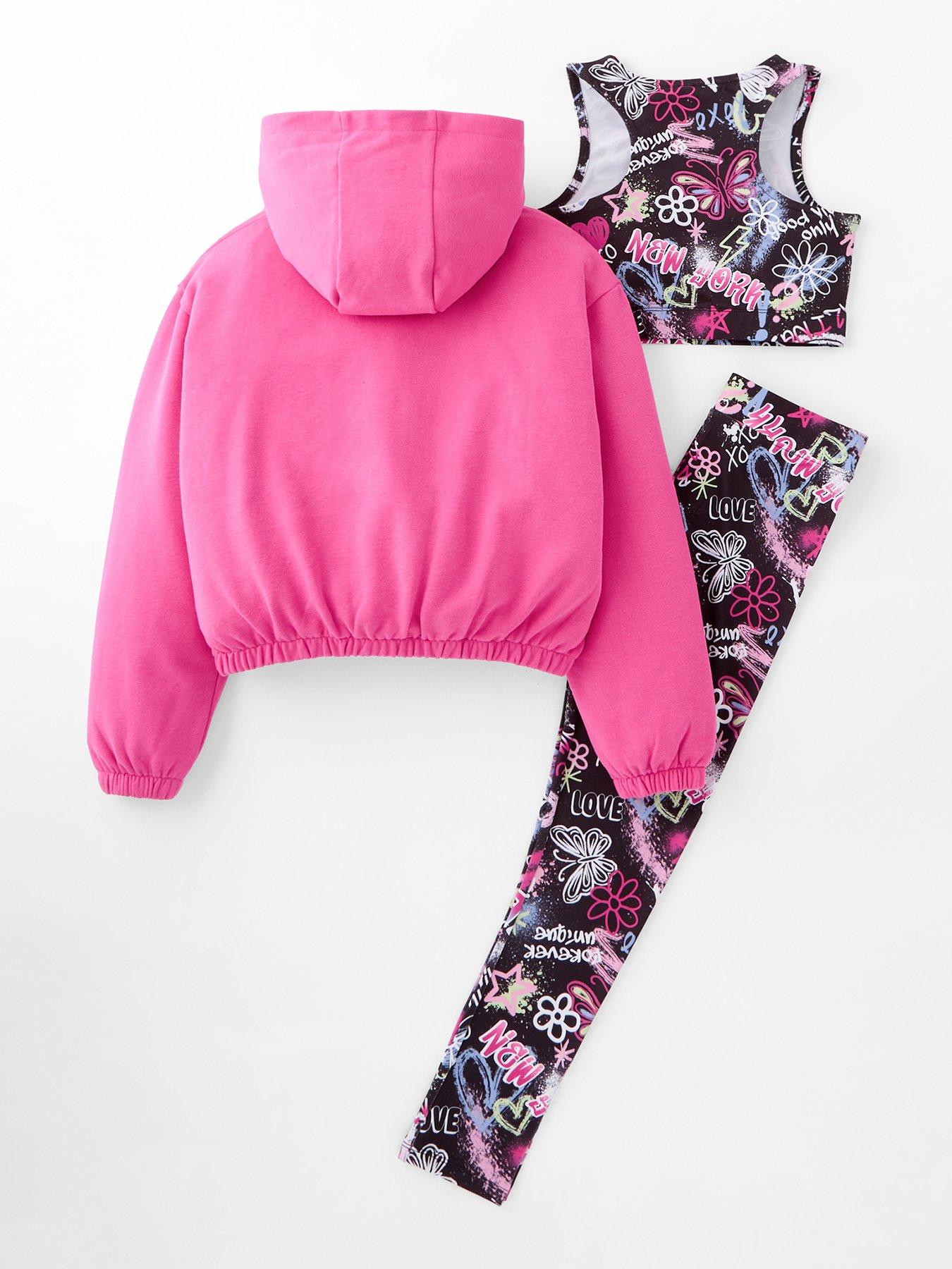 Image 2 of 5 of The Very Collection Girls Sportswear Graffiti 3 Piece Set With Zip Up Hoodie - Print