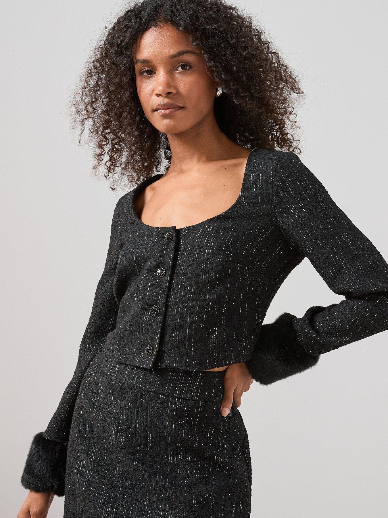 the-very-collection-faux-fur-trim-scoop-neck-blazer-co-ord-black