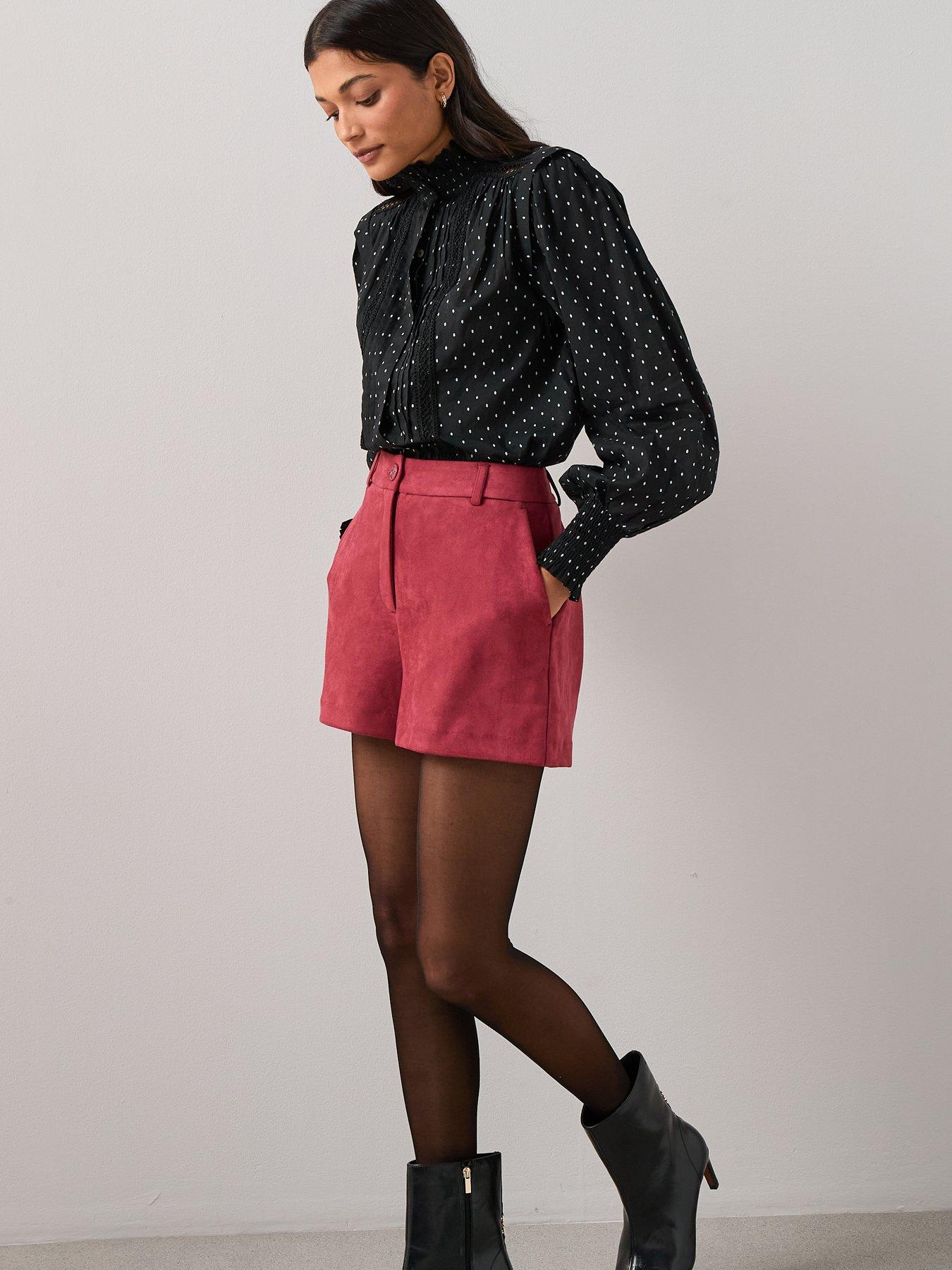 Image 6 of 6 of The Very Collection Suede Shorts - Red