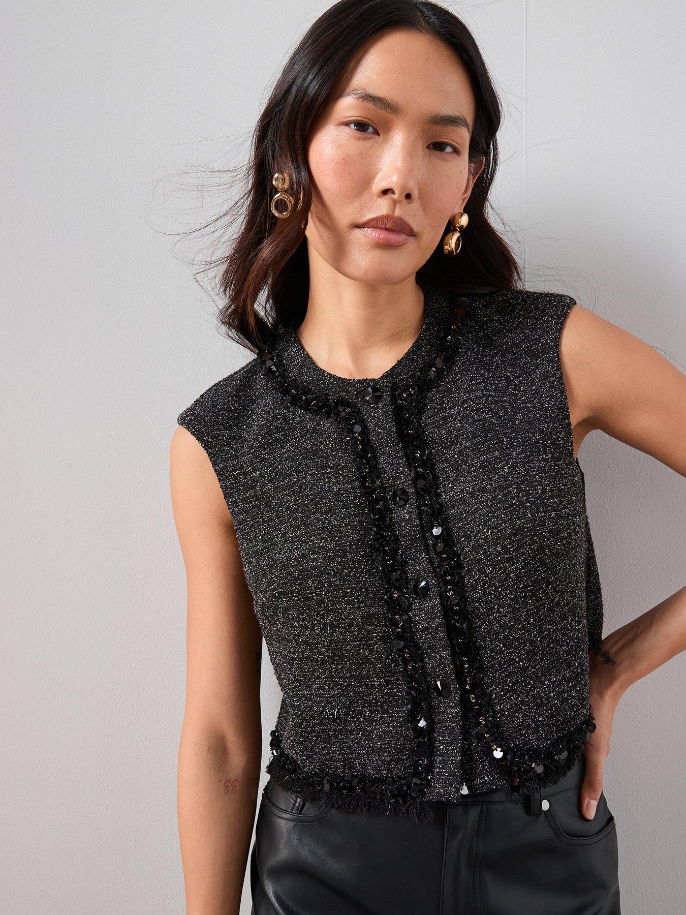 The Very Collection Boucle Waistcoat - Black