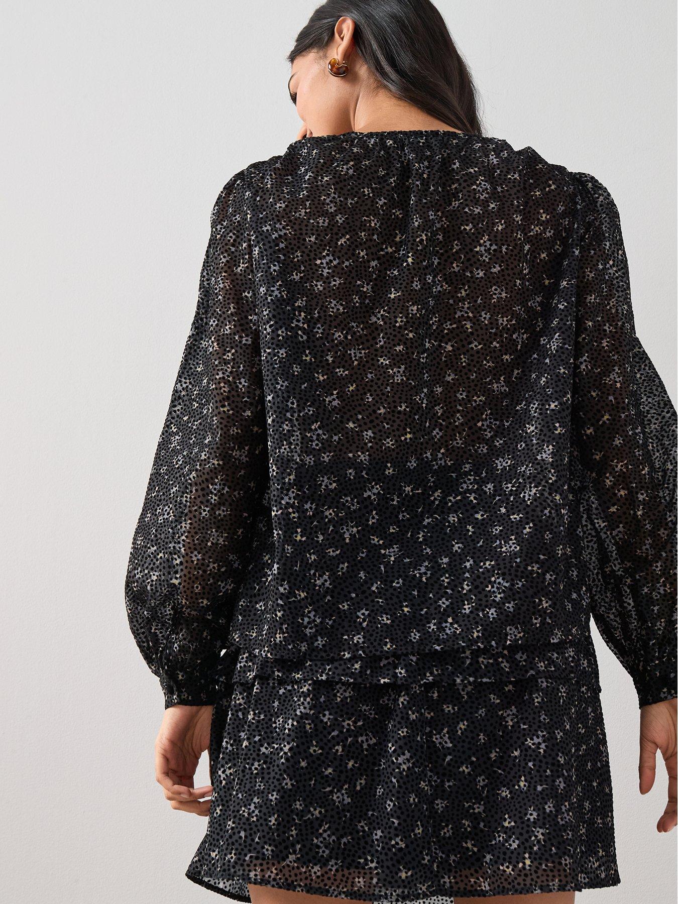 the-very-collection-ditsy-floral-button-through-blouse-blackstillFront