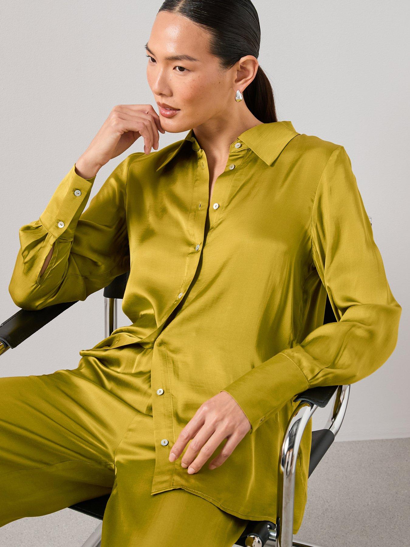 the-very-collection-satin-co-ord-blouse-greenfront