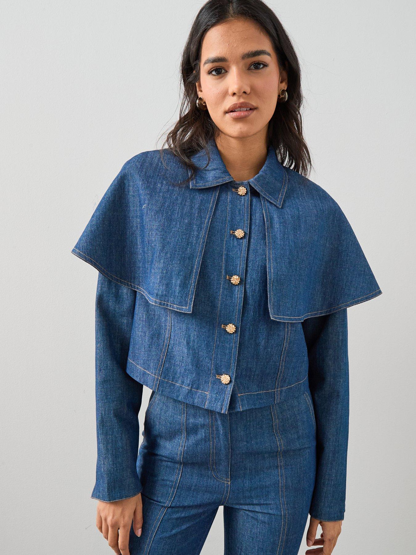 The Very Collection Cape Jacket Co Ord - Mid Wash Blue