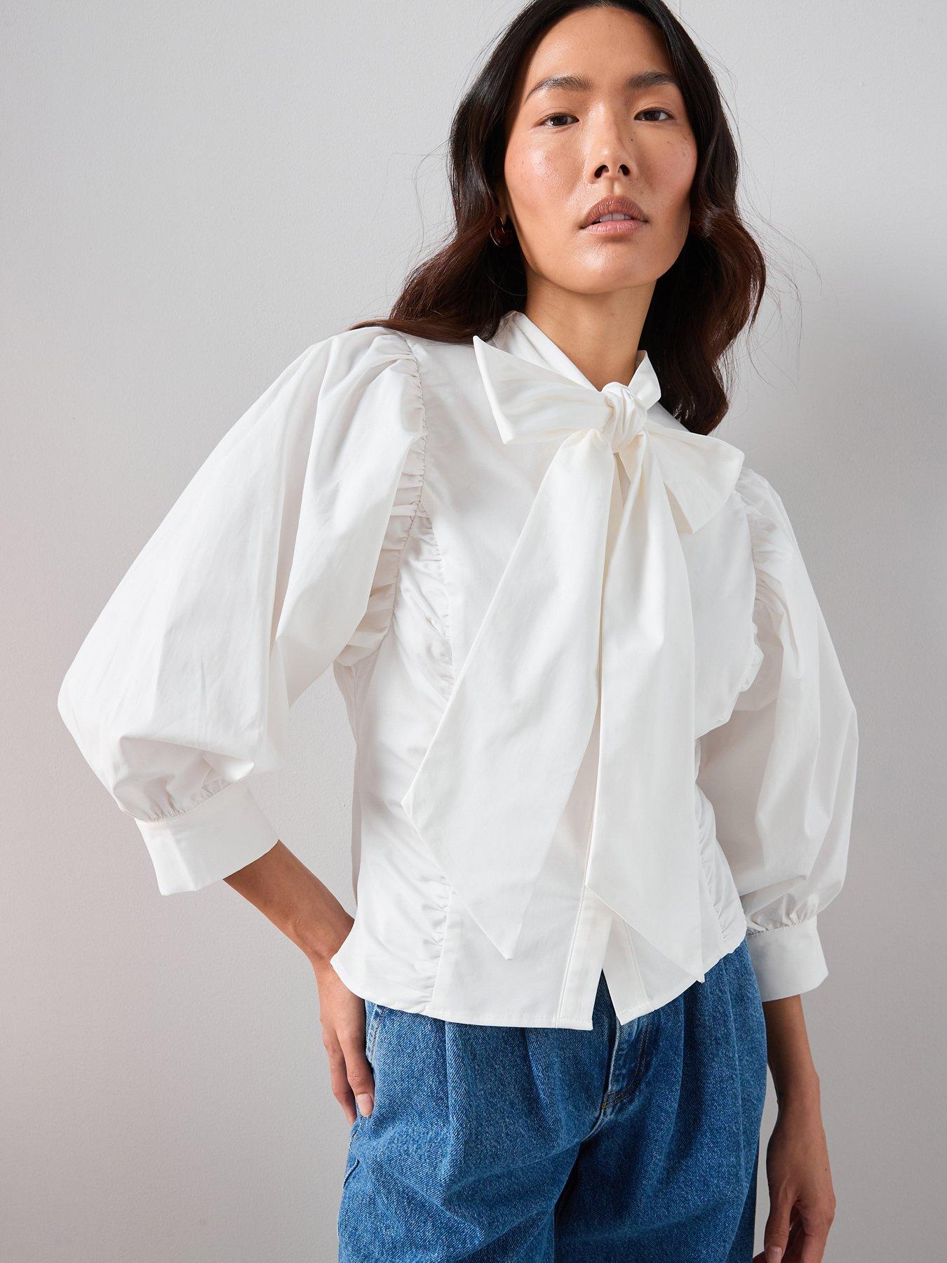 the-very-collection-pussy-bow-balloon-sleeve-blouse-creamfront