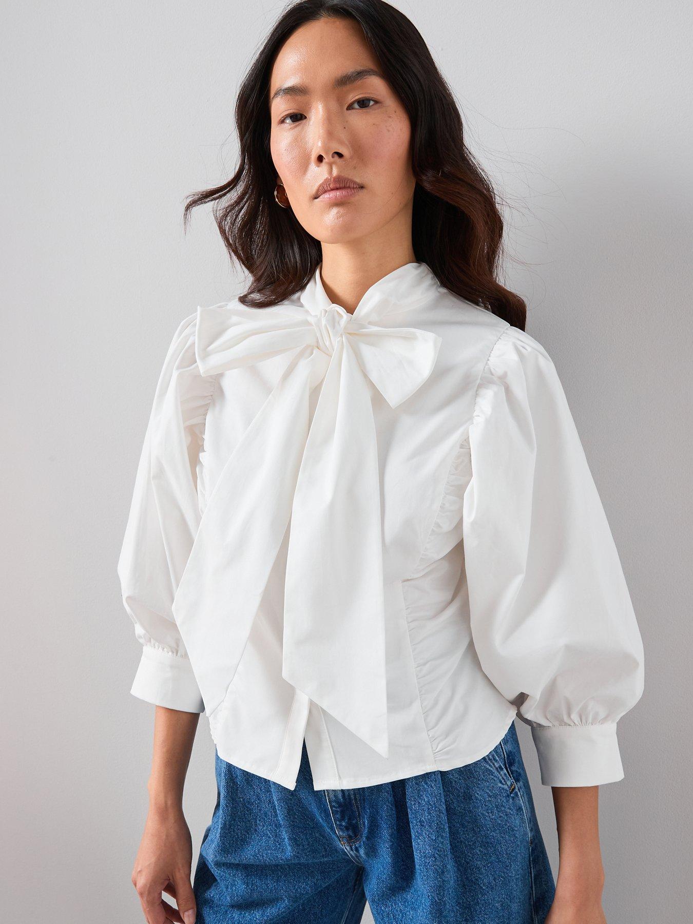 the-very-collection-pussy-bow-balloon-sleeve-blouse-creamdetail