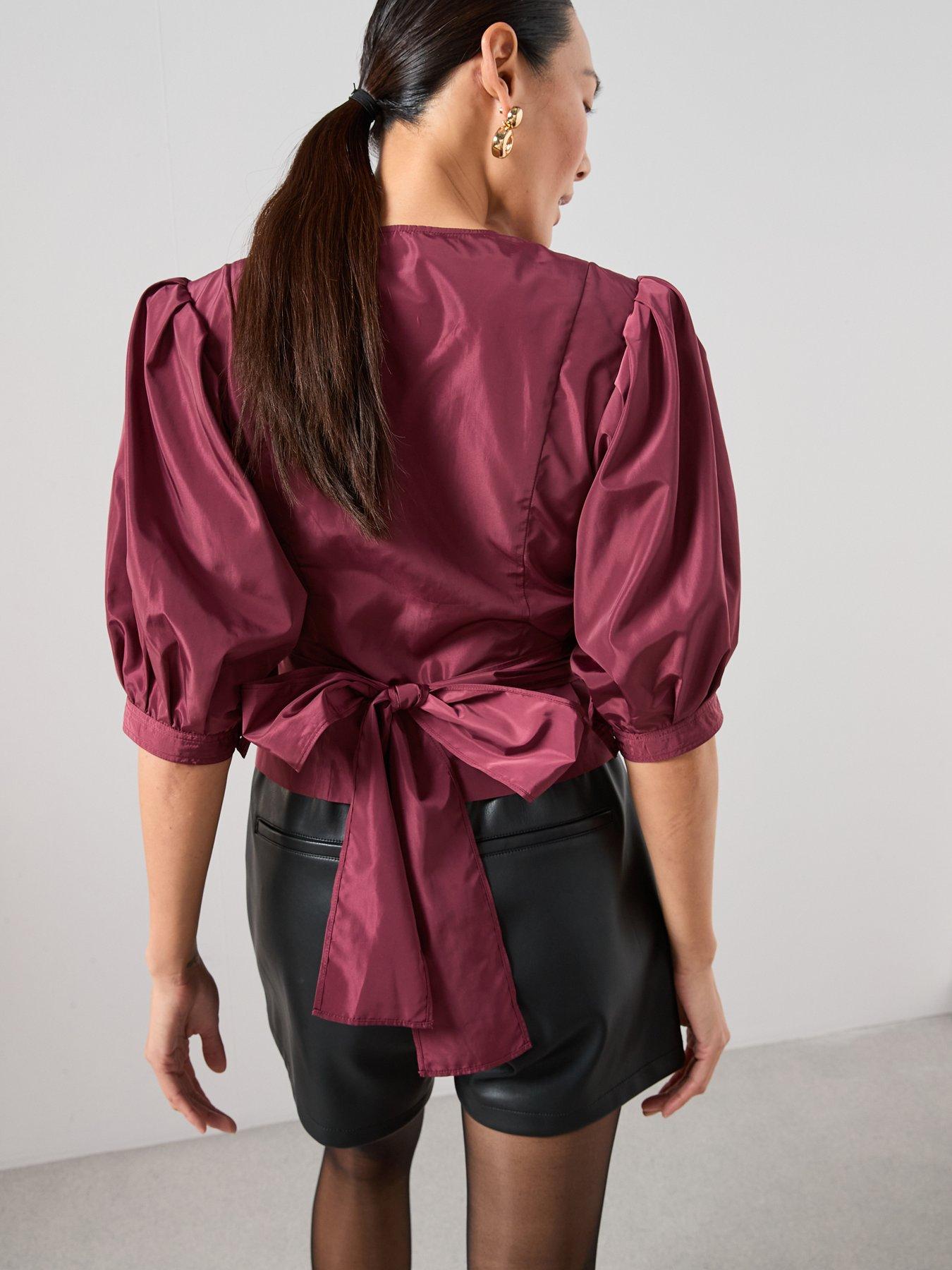 Image 2 of 7 of The Very Collection Wrap Puff Sleeve Blouse - Purple