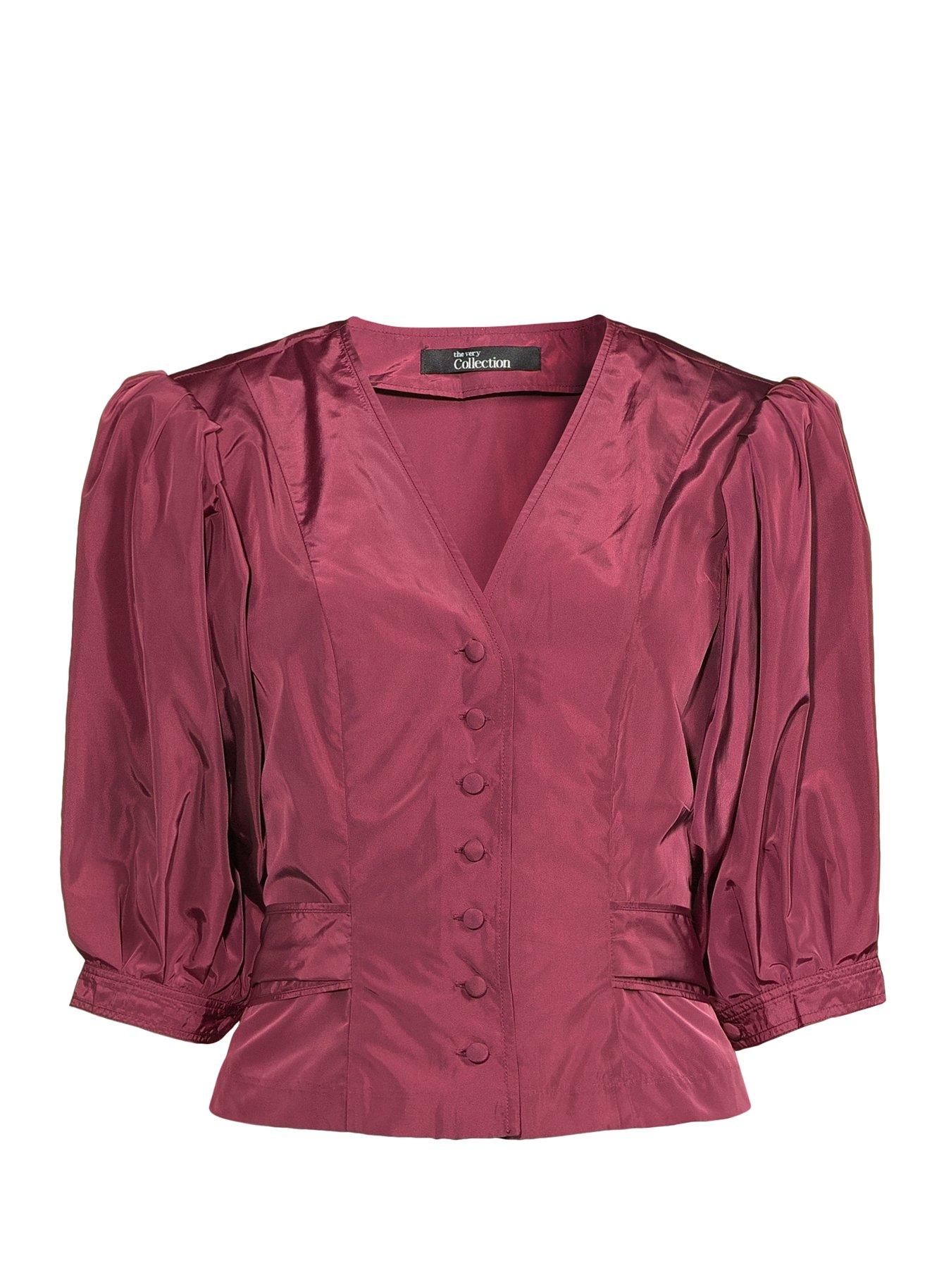 Image 7 of 7 of The Very Collection Wrap Puff Sleeve Blouse - Purple