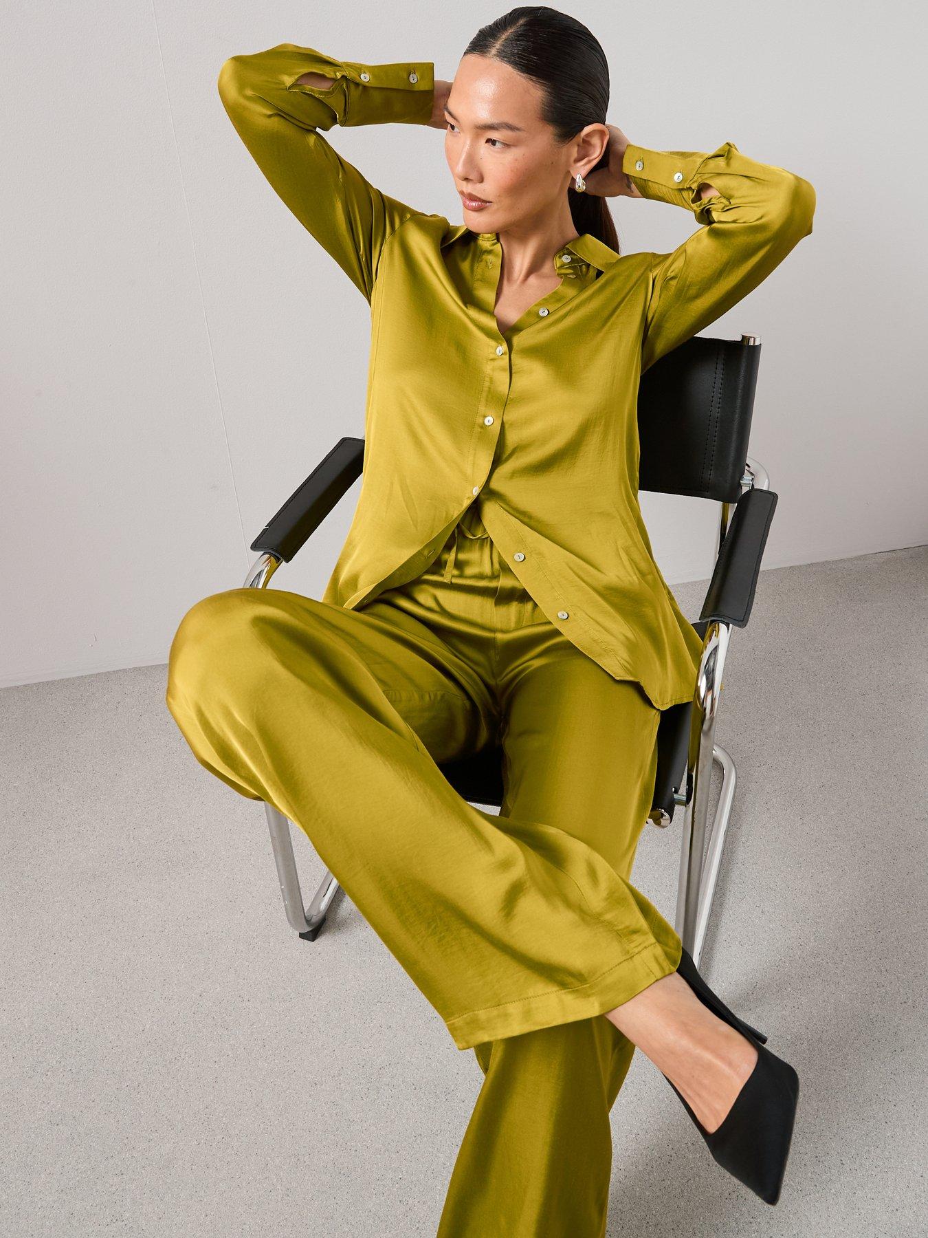 the-very-collection-satin-trousers-co-ord-greenoutfit
