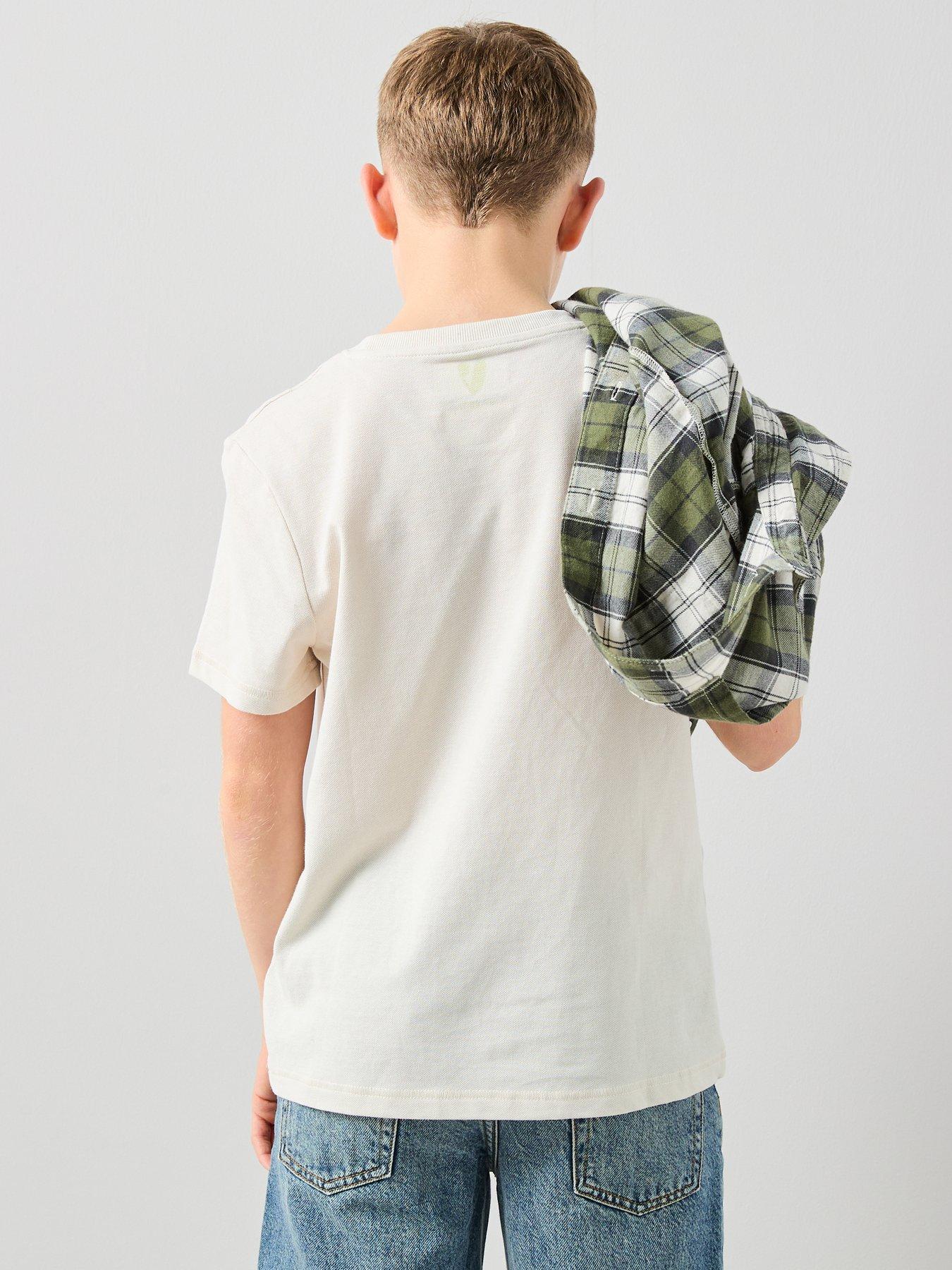 Image 2 of 6 of The Very Collection Boys Textured T-shirt And Check Shirt Outfit Set - Multi