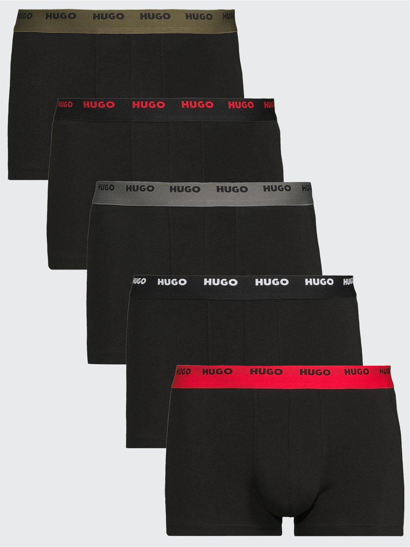 hugo-bodywear-5-pack-triplet-contrast-waistband-trunks-blackfront