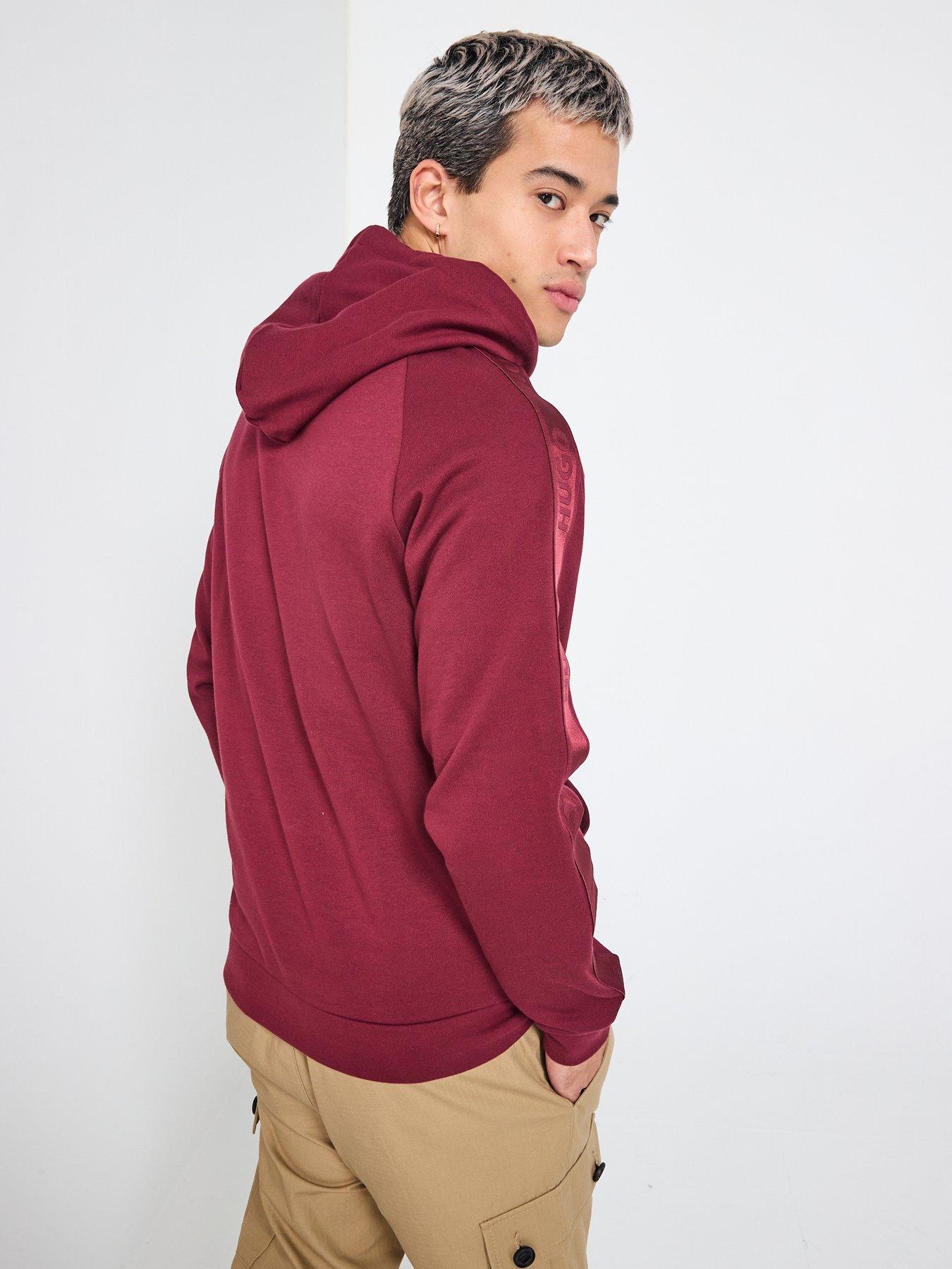 hugo-bodywear-liam-taped-loungewear-hoodie-dark-redstillFront
