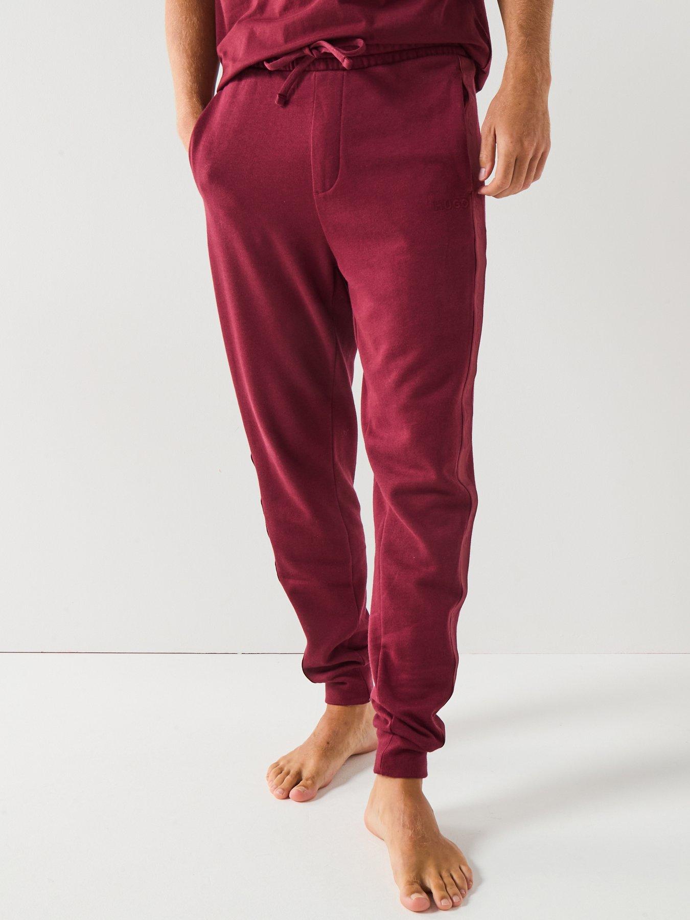 hugo-bodywear-liam-taped-loungewear-cuff-pants-dark-redfront