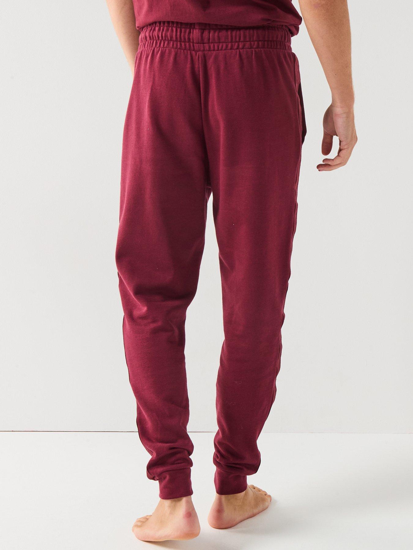 hugo-bodywear-liam-taped-loungewear-cuff-pants-dark-redstillFront