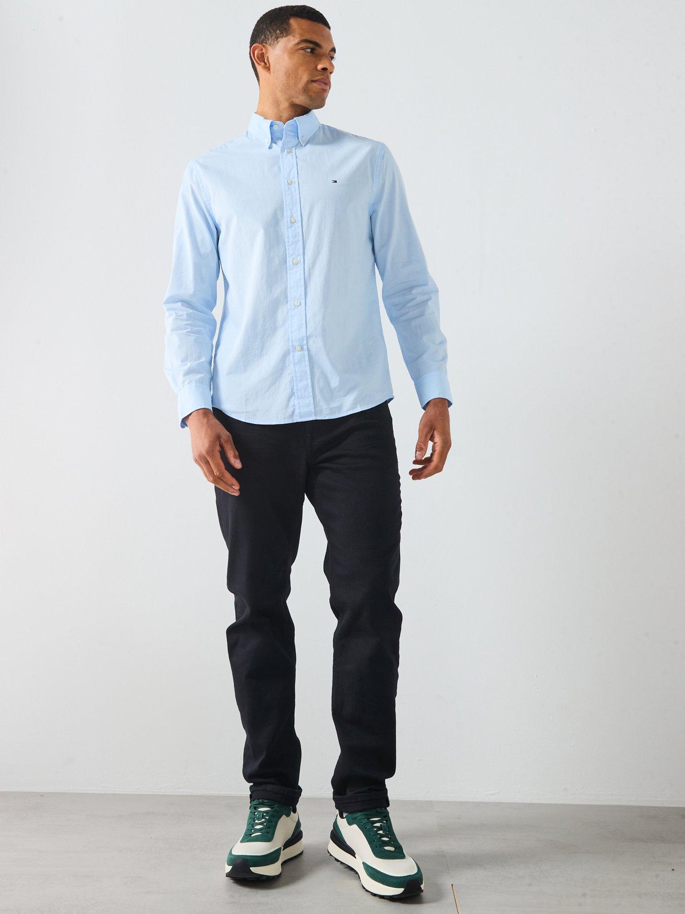 Image 3 of 6 of Tommy Hilfiger Flex Poplin Solid Regular Fit Long Sleeve Shirt - Brown