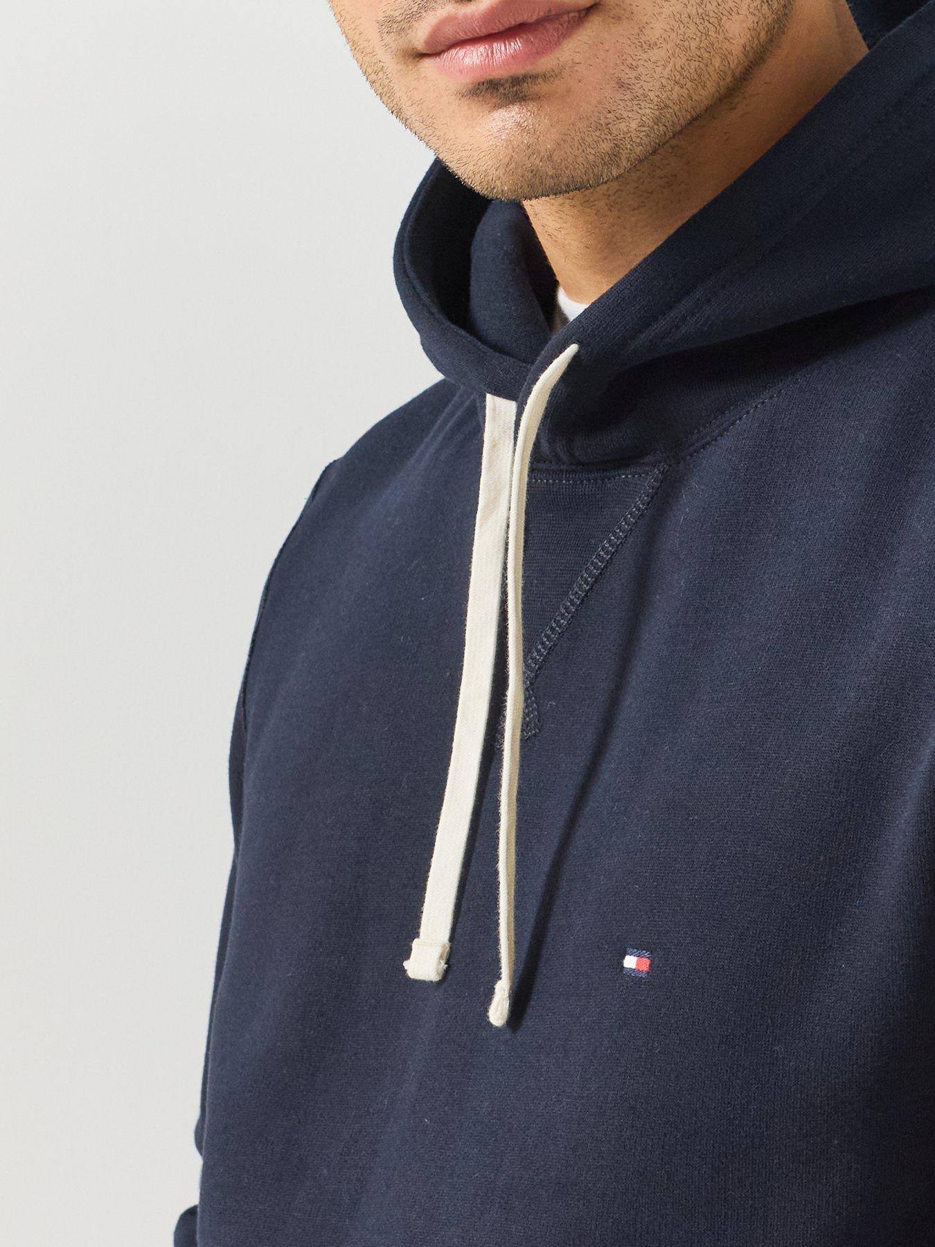 Image 6 of 6 of Tommy Hilfiger Mens Cotton-Blend Fleece Drawstring Hoodie - Navy