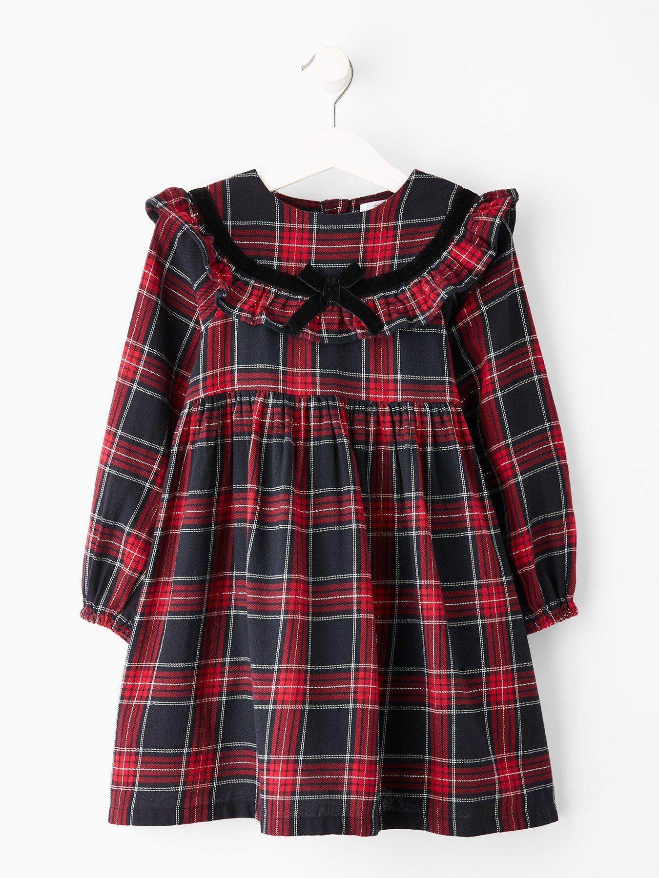 The Very Collection Girls Frill Check Dress - Red