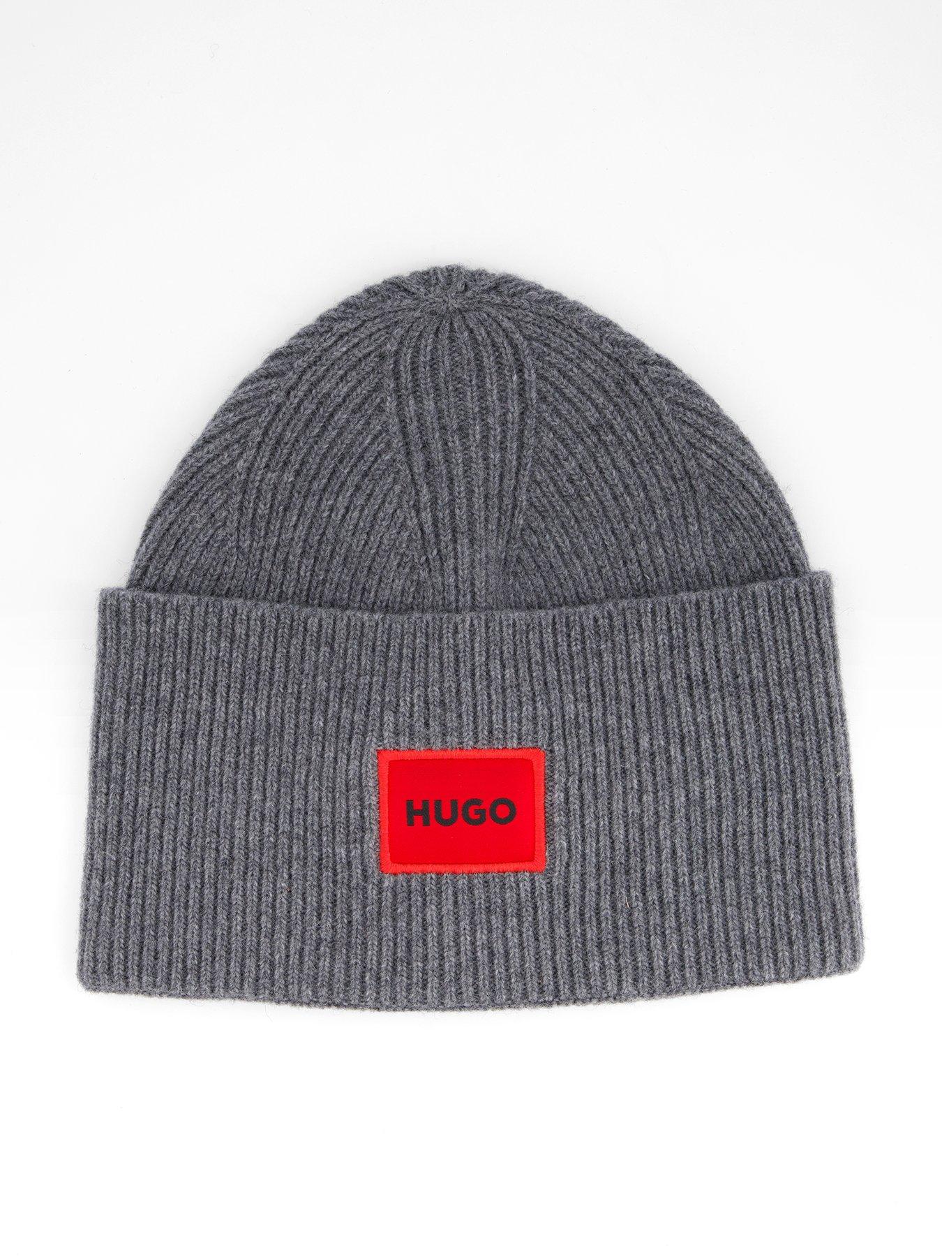 Image 1 of 4 of HUGO Xaff 6 Logo Beanie Hat - Dark Grey