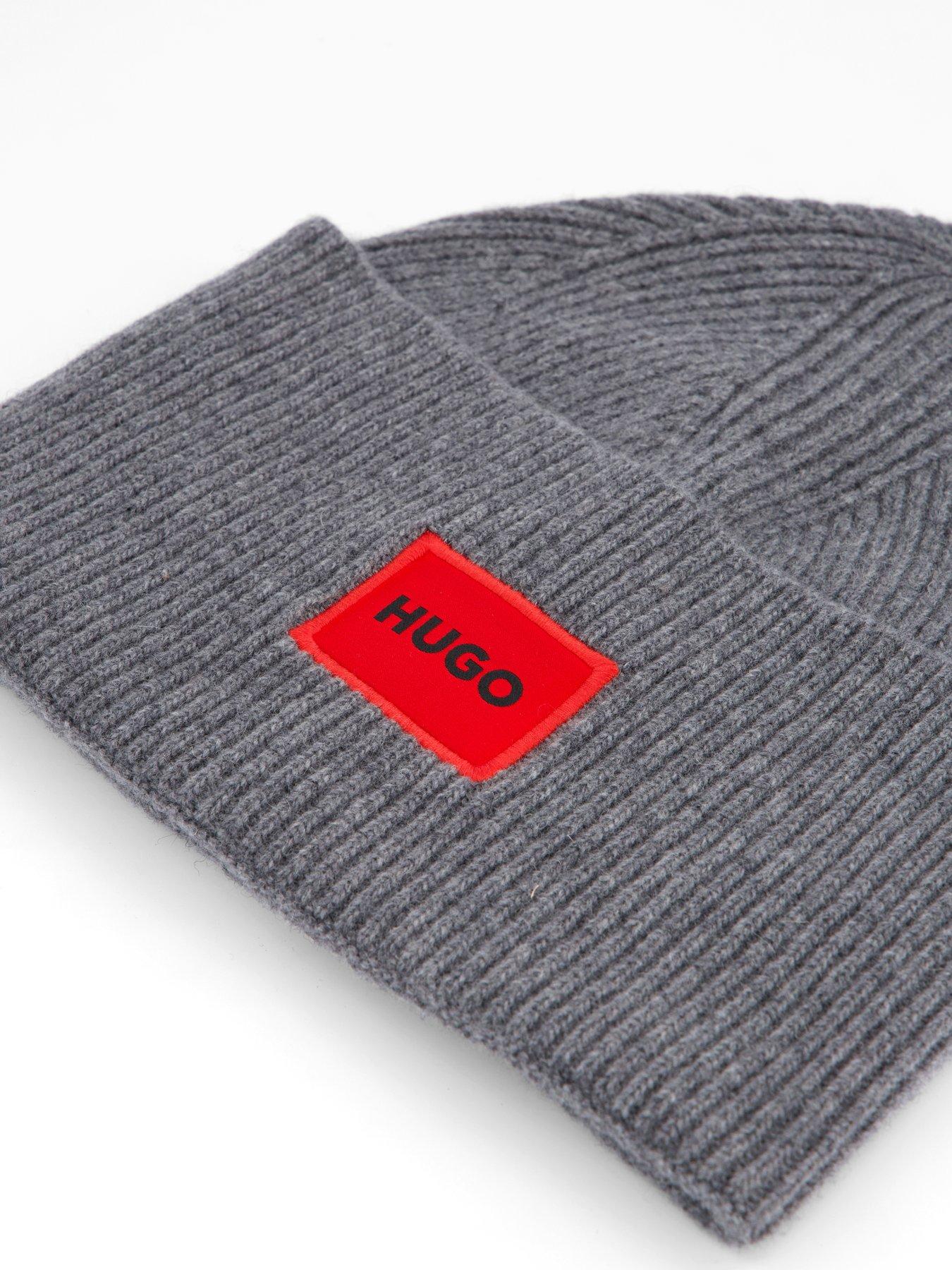 Image 3 of 4 of HUGO Xaff 6 Logo Beanie Hat - Dark Grey