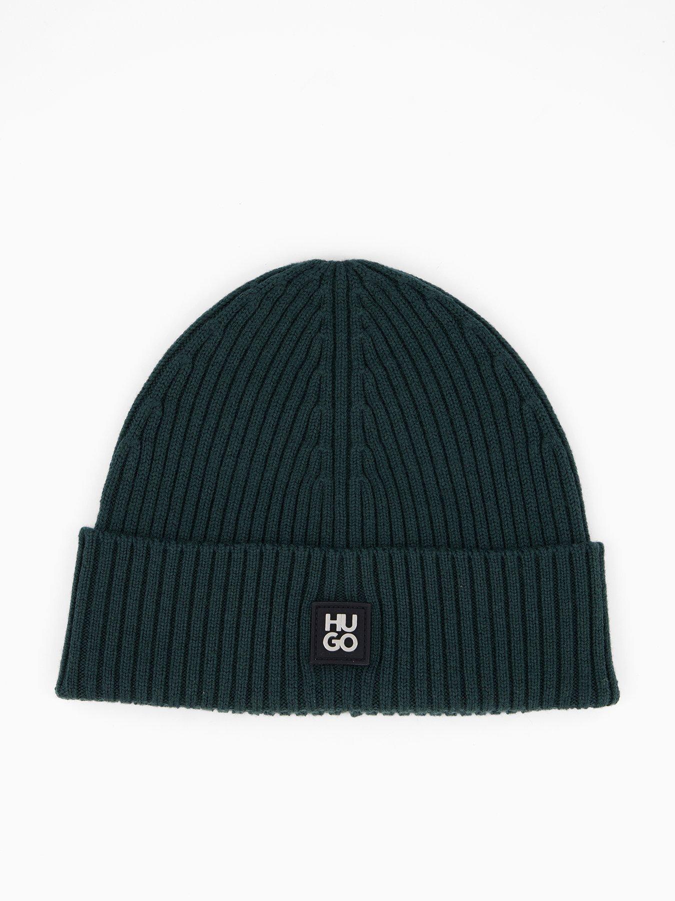 hugo-xola-logo-beanie-hat-green-one-colourfront